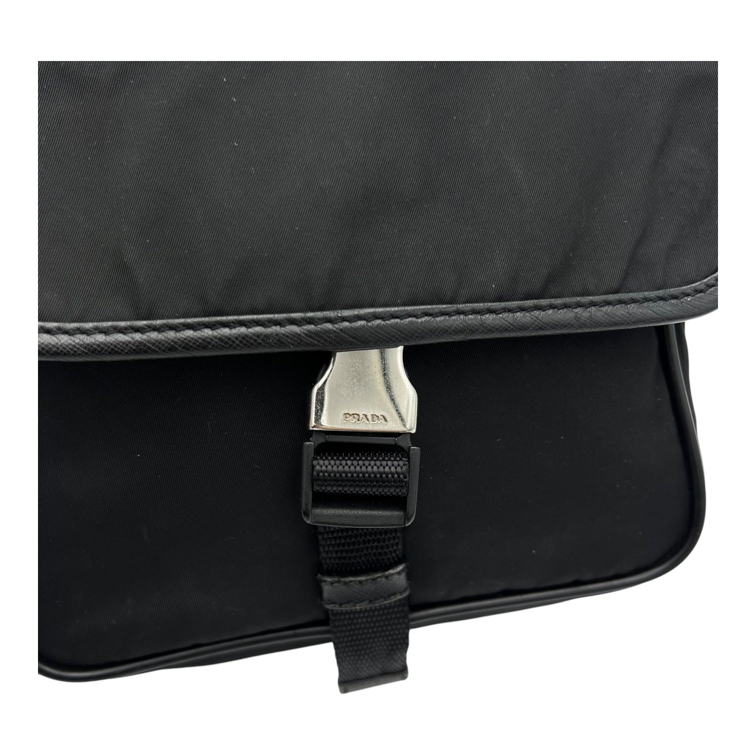 Logo Crossbody Bag Black in Nylon, Silver hardware