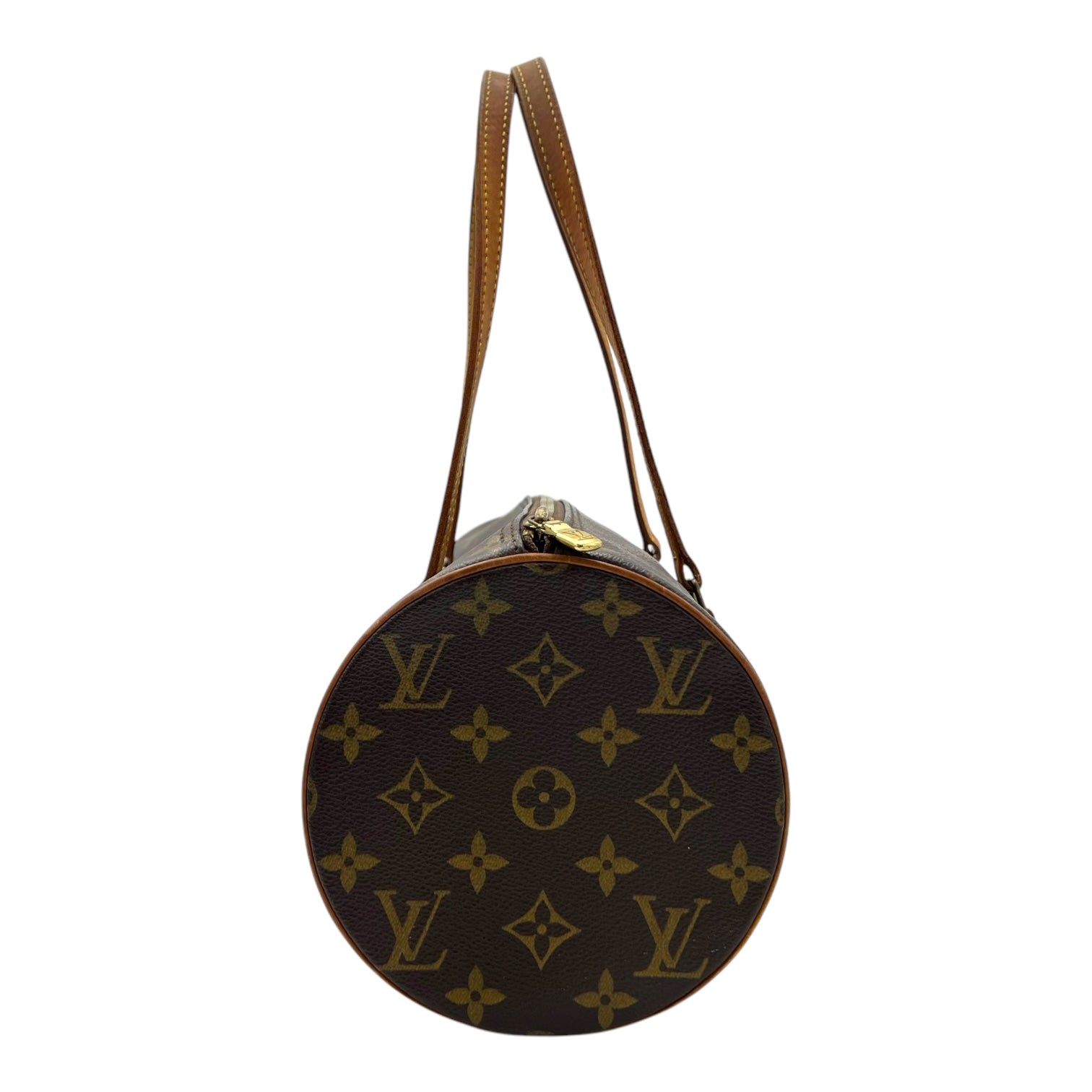 Papillon 30 Brown Top Handle Bag in Monogram Coated Canvas, Gold hardware