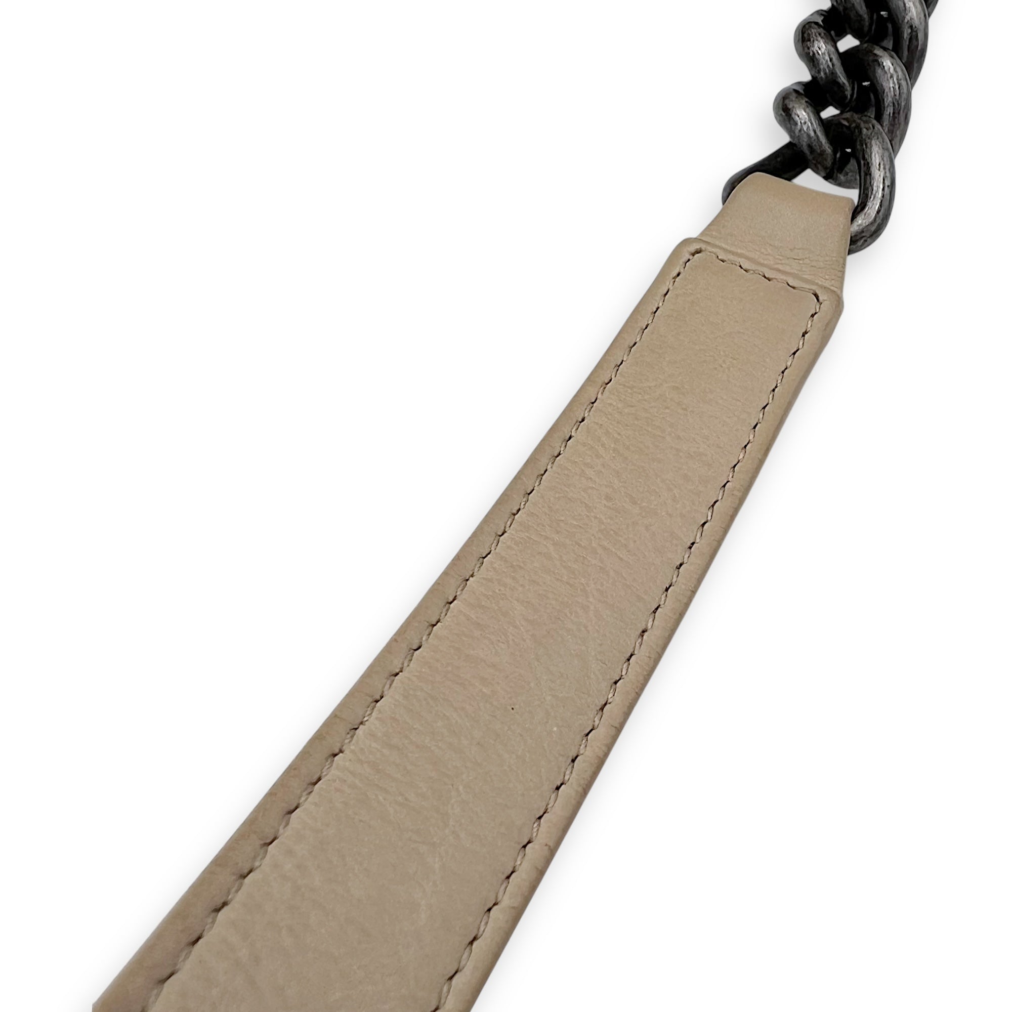 Boy Medium Beige Shoulder Bag in Calfskin, Gunmetal hardware