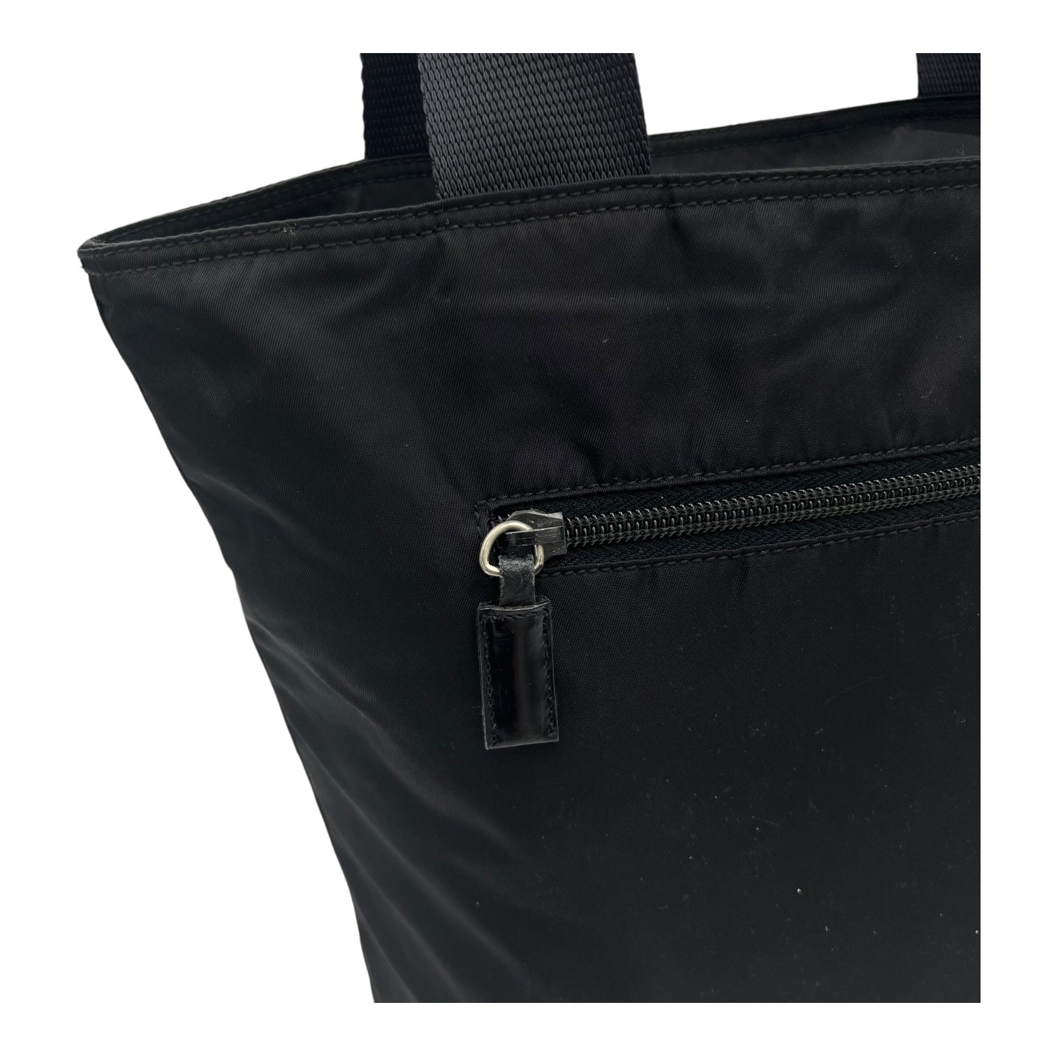 Logo Tote Bag Black in Nylon, Silver hardware