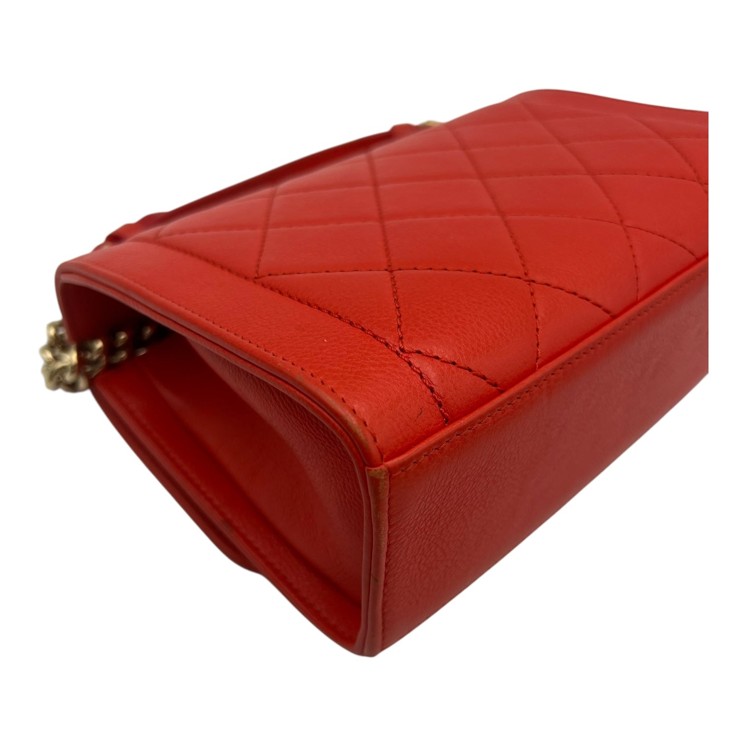 2 way bag Orange Crossbody Bag in Calfskin, Gold hardware