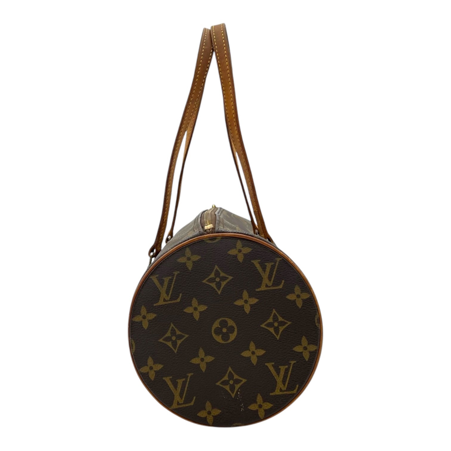 Papillon 30 Brown Top Handle Bag in Monogram Coated Canvas, Gold hardware