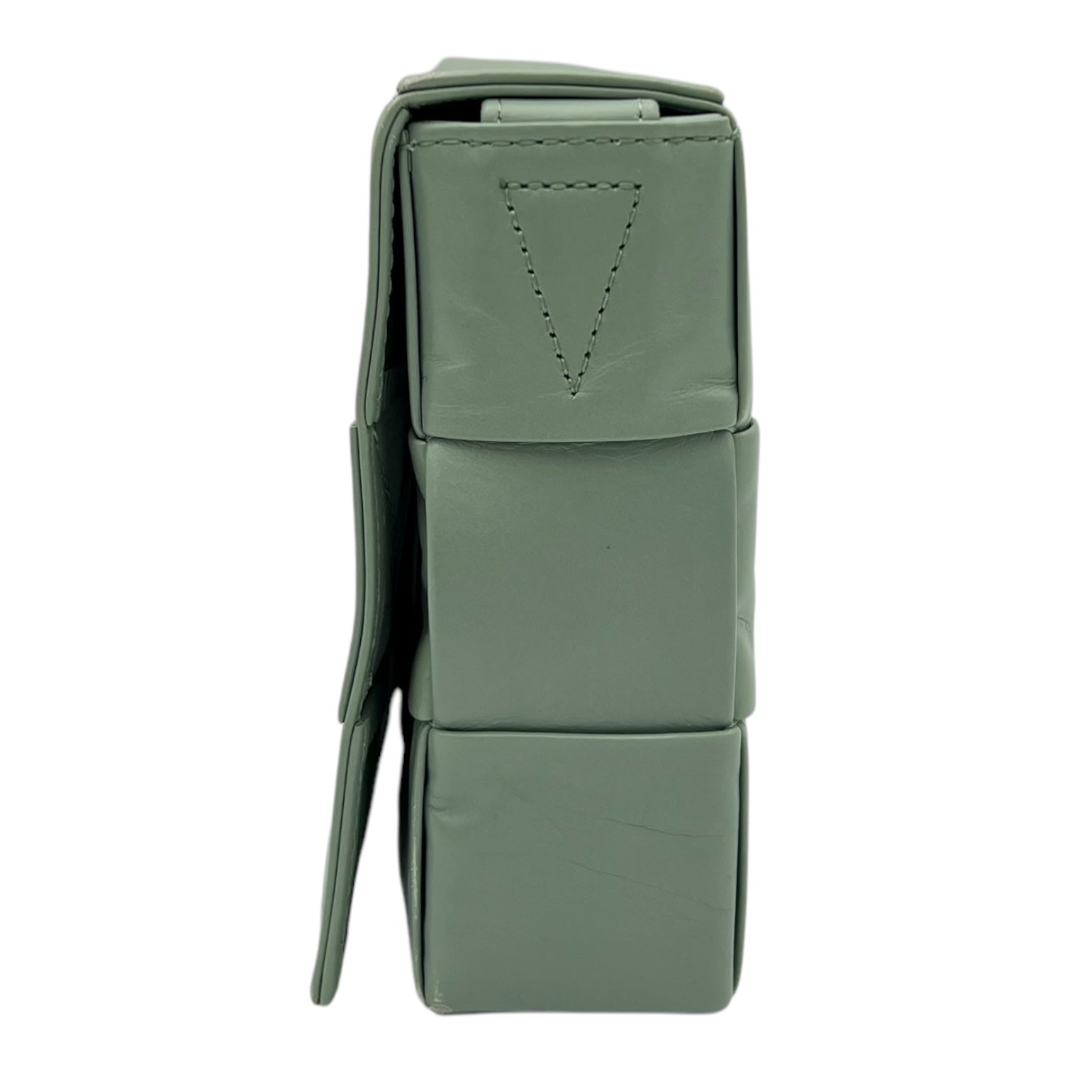 Cassette Crossbody Bag Green in Calfskin, Silver hardware