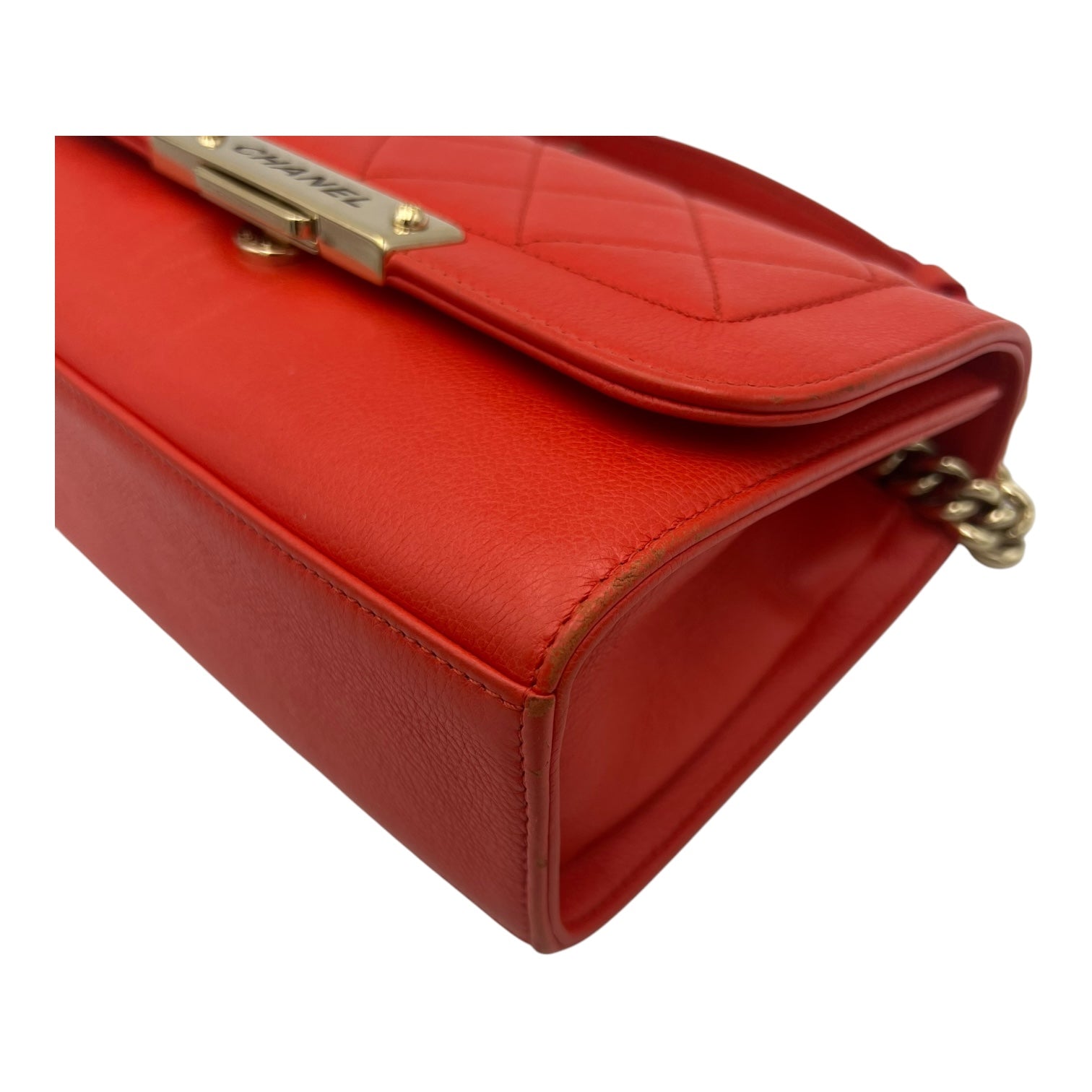 2 way bag Orange Crossbody Bag in Calfskin, Gold hardware