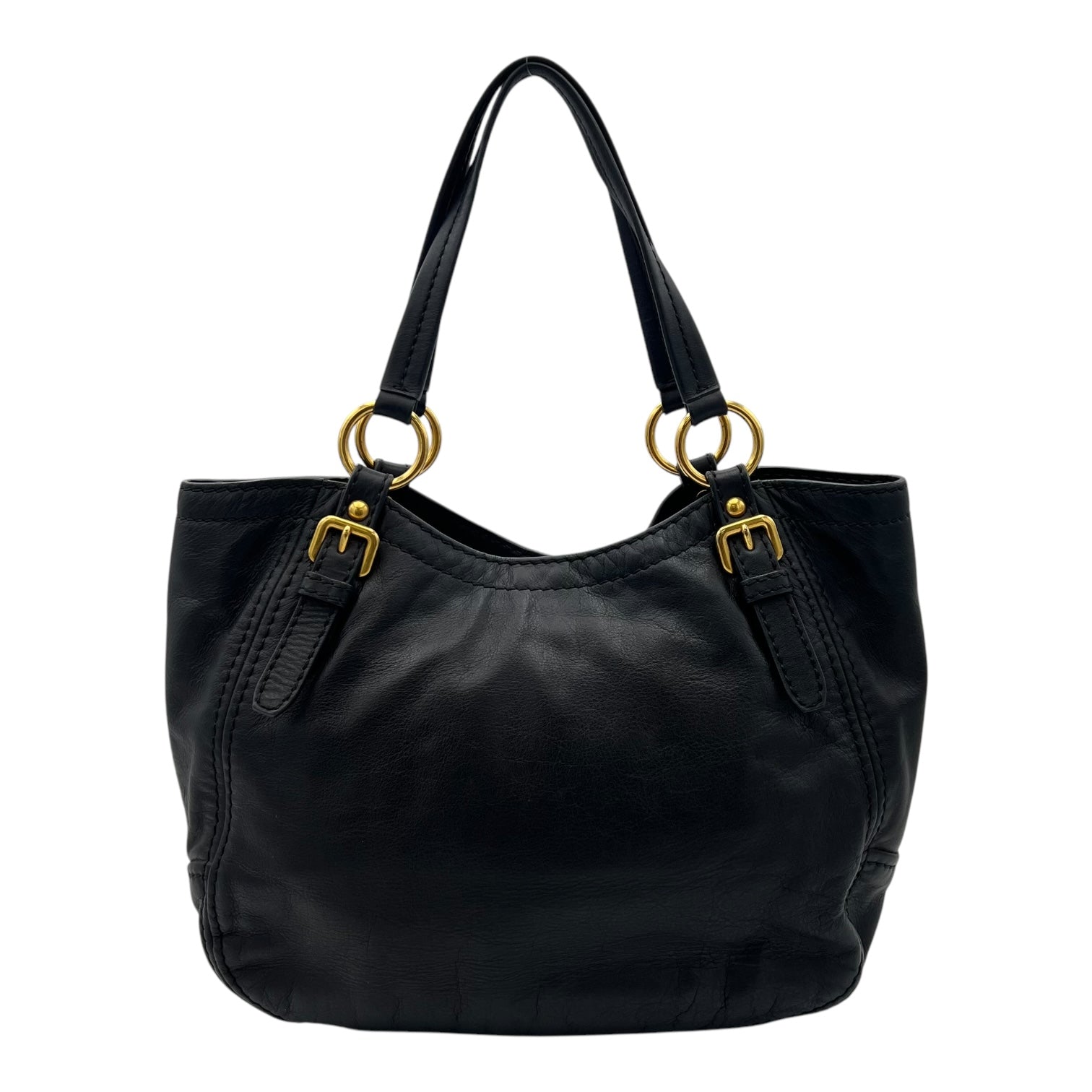 Sughero Black Shoulder Bag in Calfskin, Gold hardware