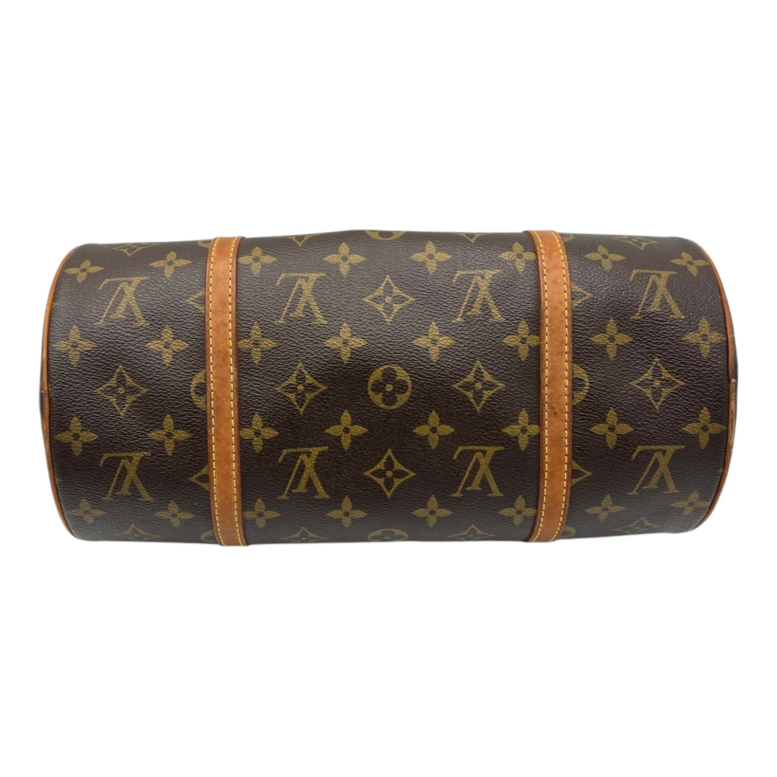 Papillon 30 Brown Top Handle Bag in Monogram Coated Canvas, Gold hardware