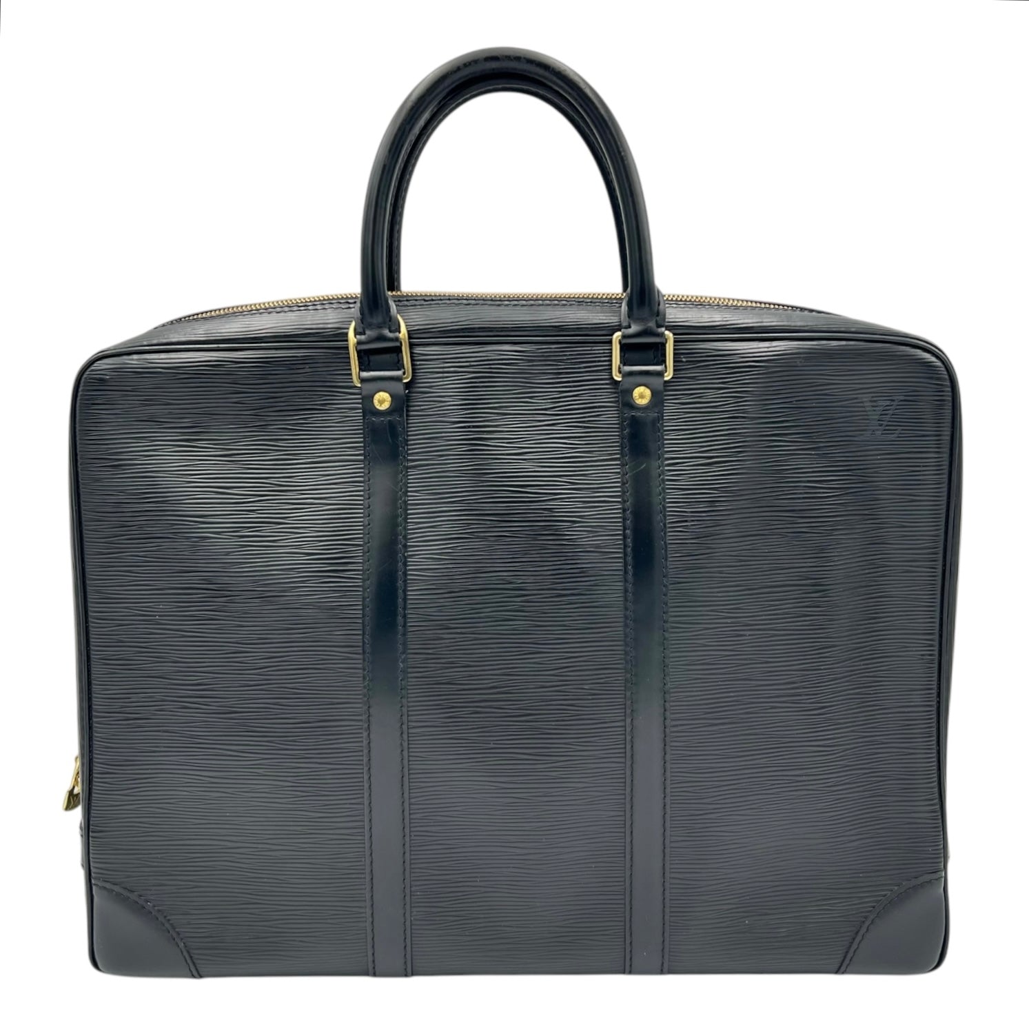 Porte document voyage Messenger Black in Epi Leather, Gold hardware