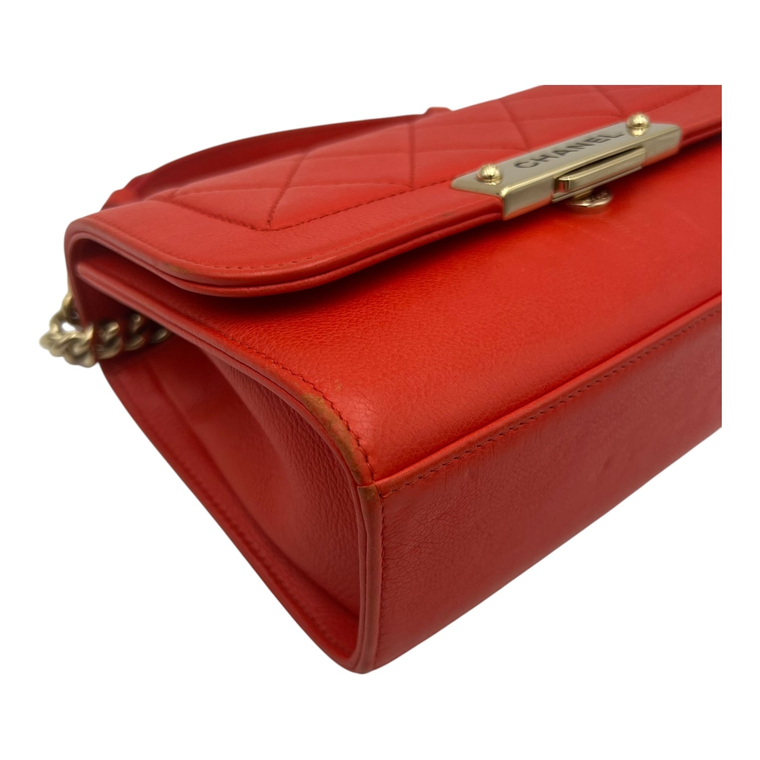2 way bag Orange Crossbody Bag in Calfskin, Gold hardware