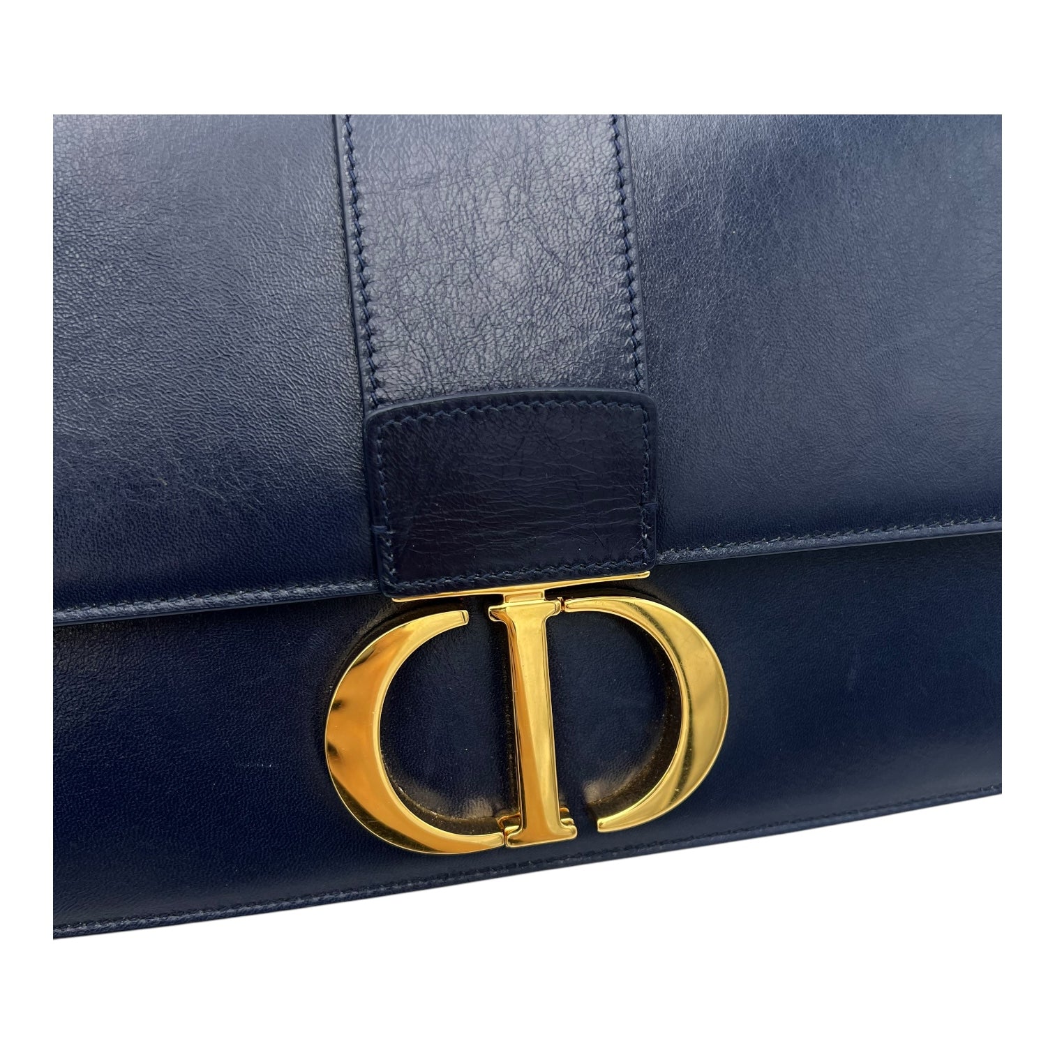 30 Montaigne Shoulder Bag Blue in Calfskin, Gold hardware