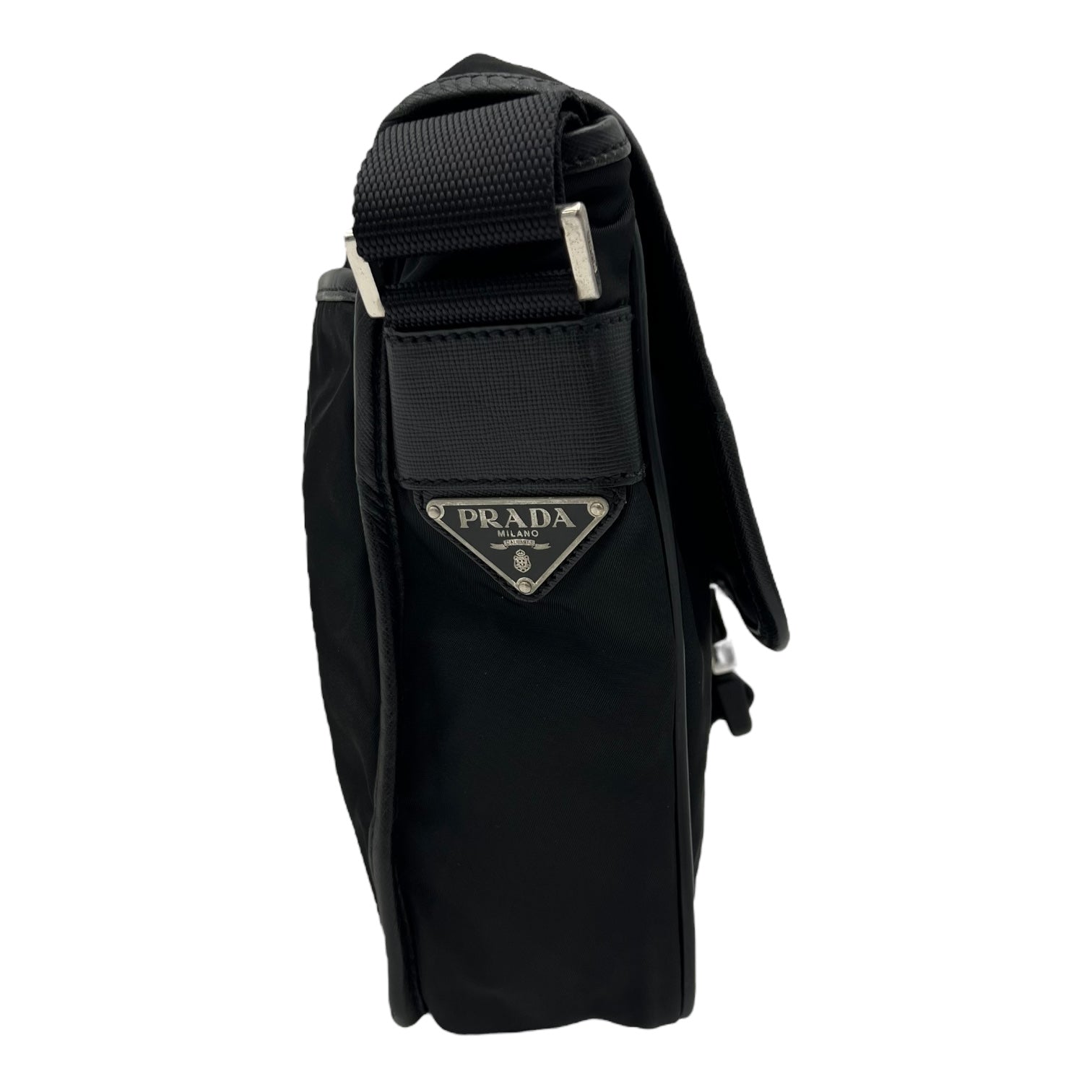 Logo Crossbody Bag Black in Nylon, Silver hardware