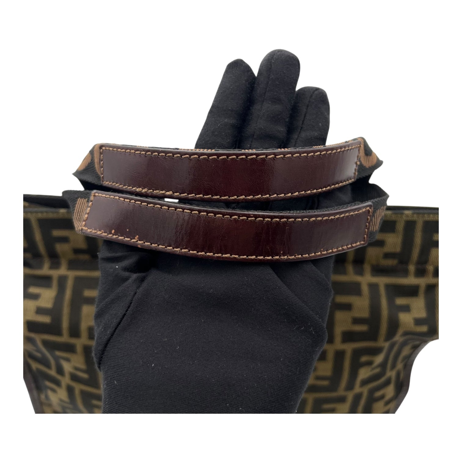 Zucca Tote Bag Brown in Jacquard, Gold hardware