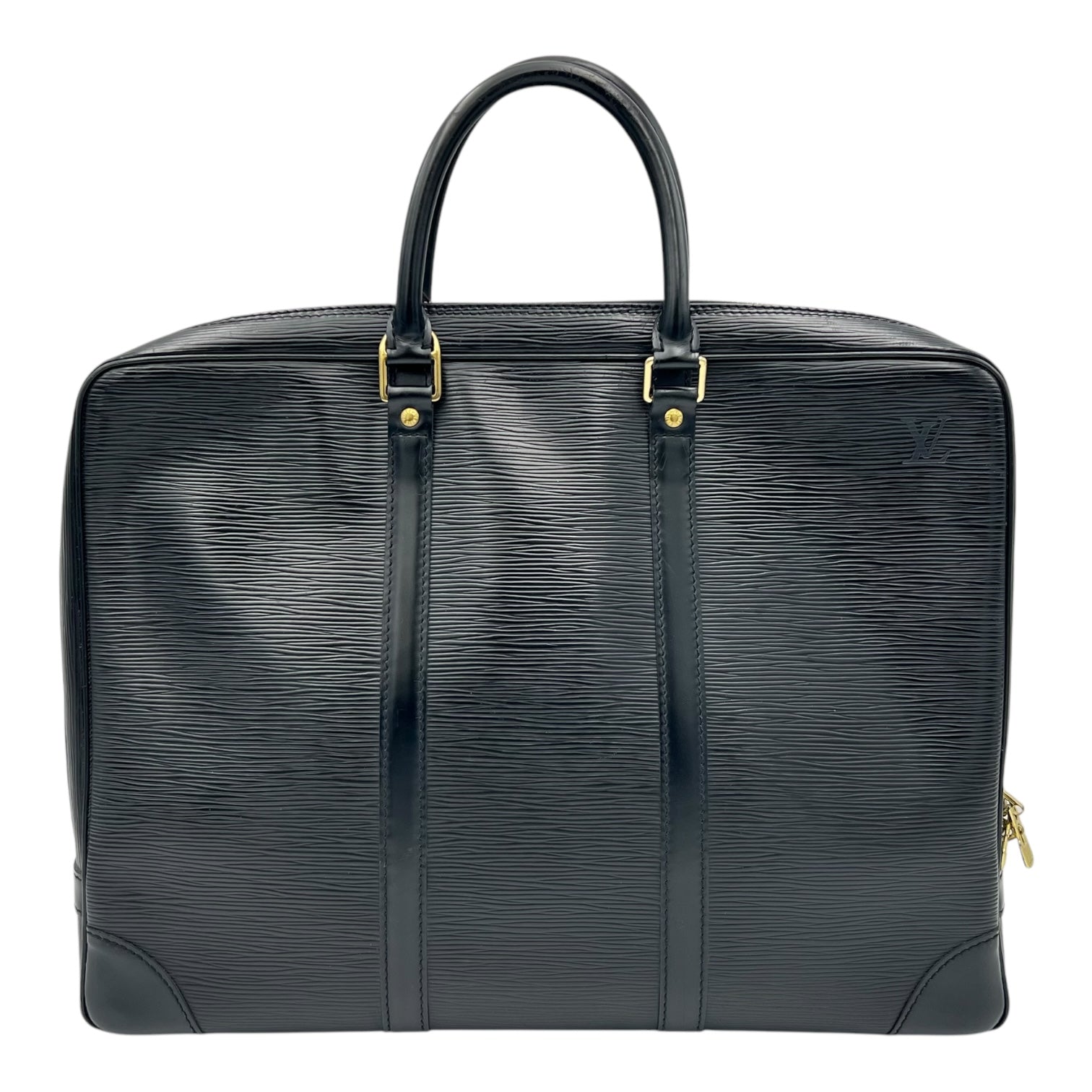 Porte document voyage Messenger Black in Epi Leather, Gold hardware