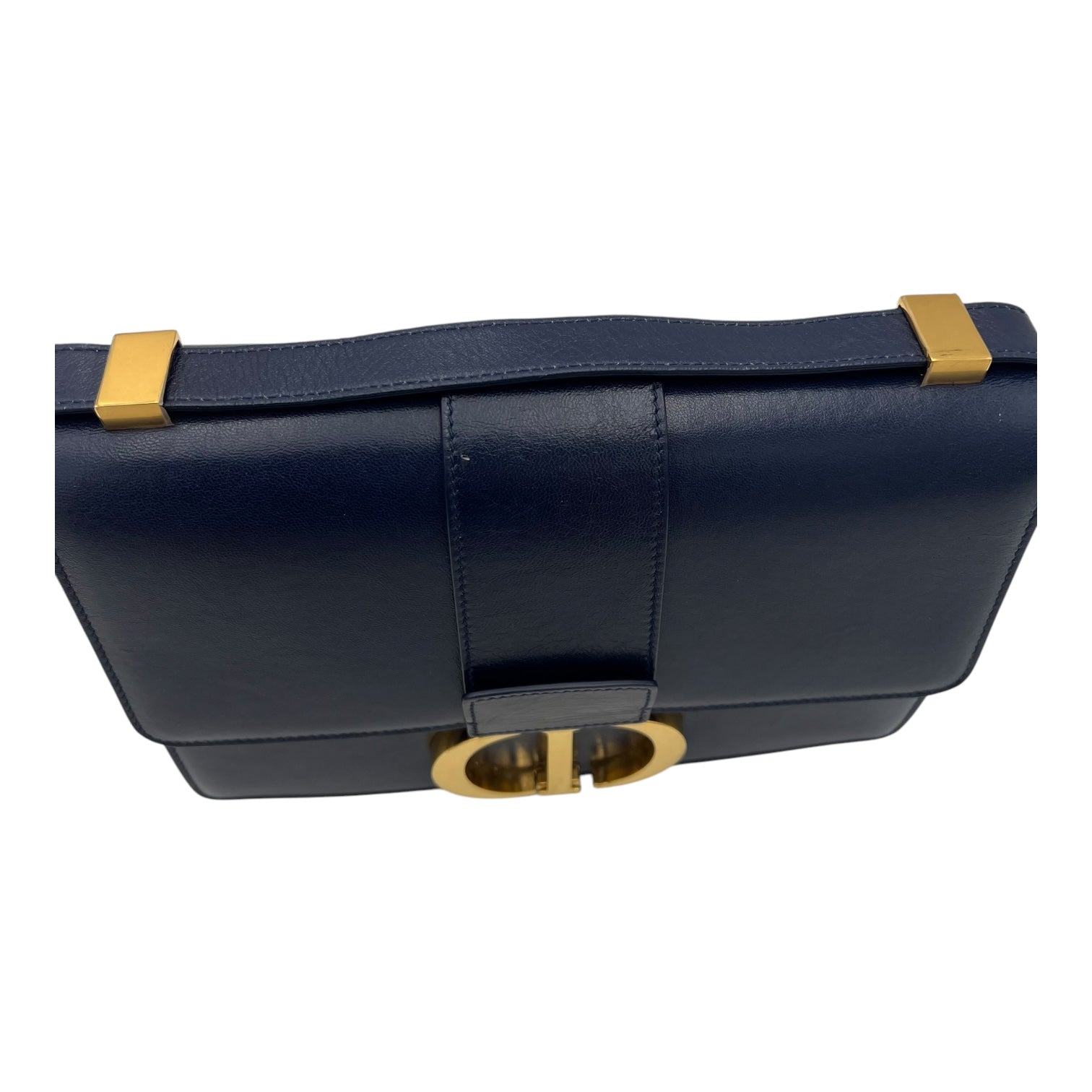 30 Montaigne Shoulder Bag Blue in Calfskin, Gold hardware