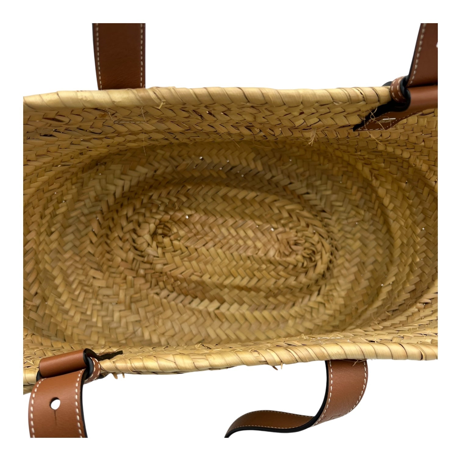 Anagram Basket Beige Shoulder Bag in Raffia, Silver hardware