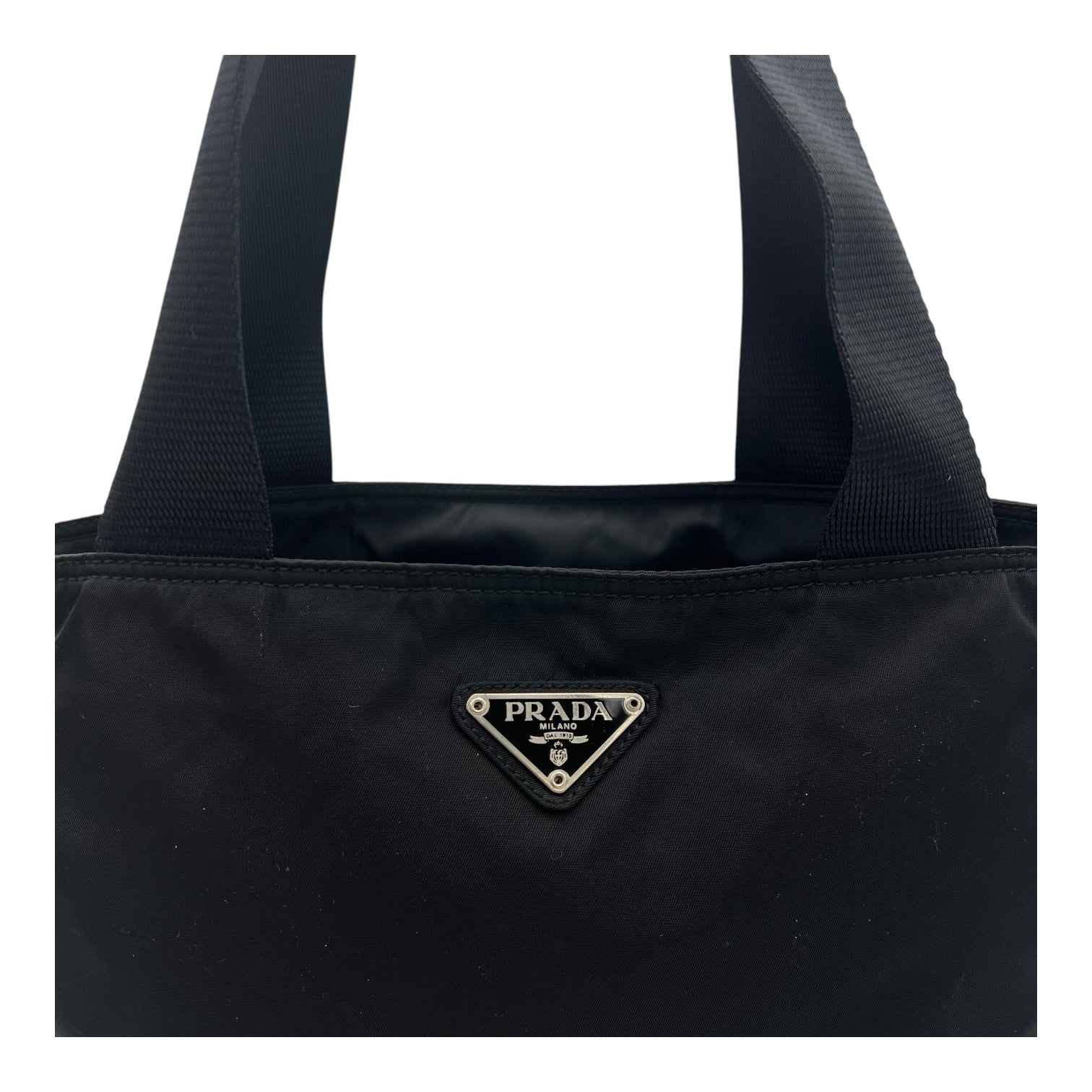 Logo Tote Bag Black in Nylon, Silver hardware