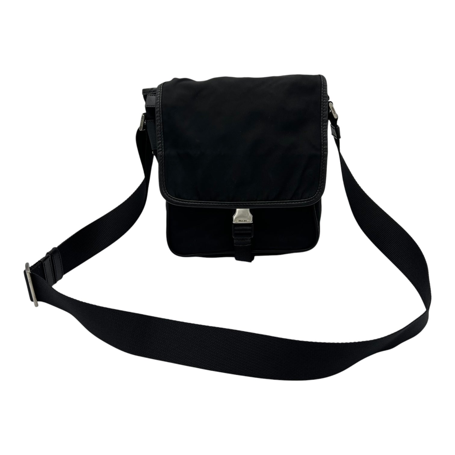 Logo Crossbody Bag Black in Nylon, Silver hardware