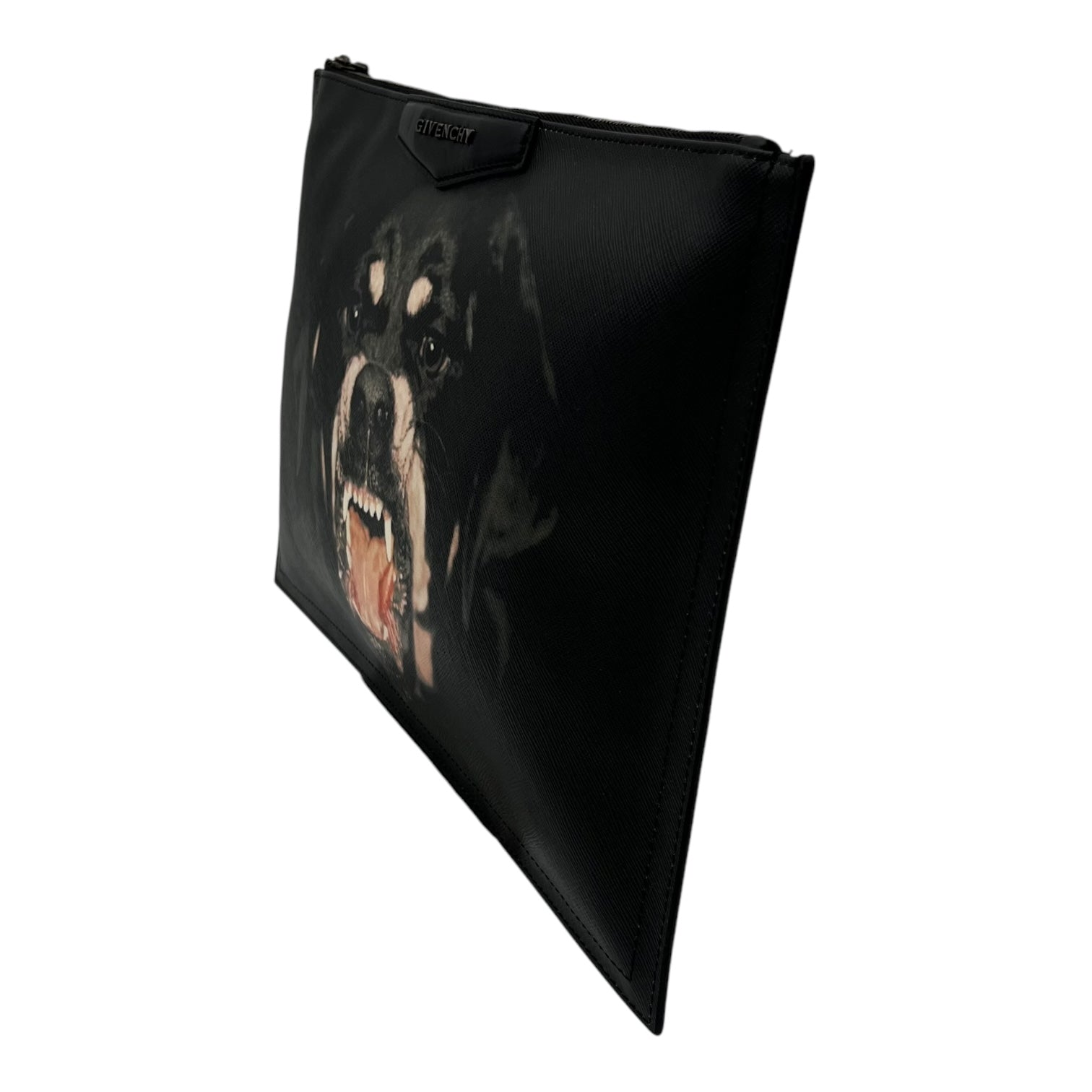 Rottweiler Clutch Black in Calfskin, Silver hardware