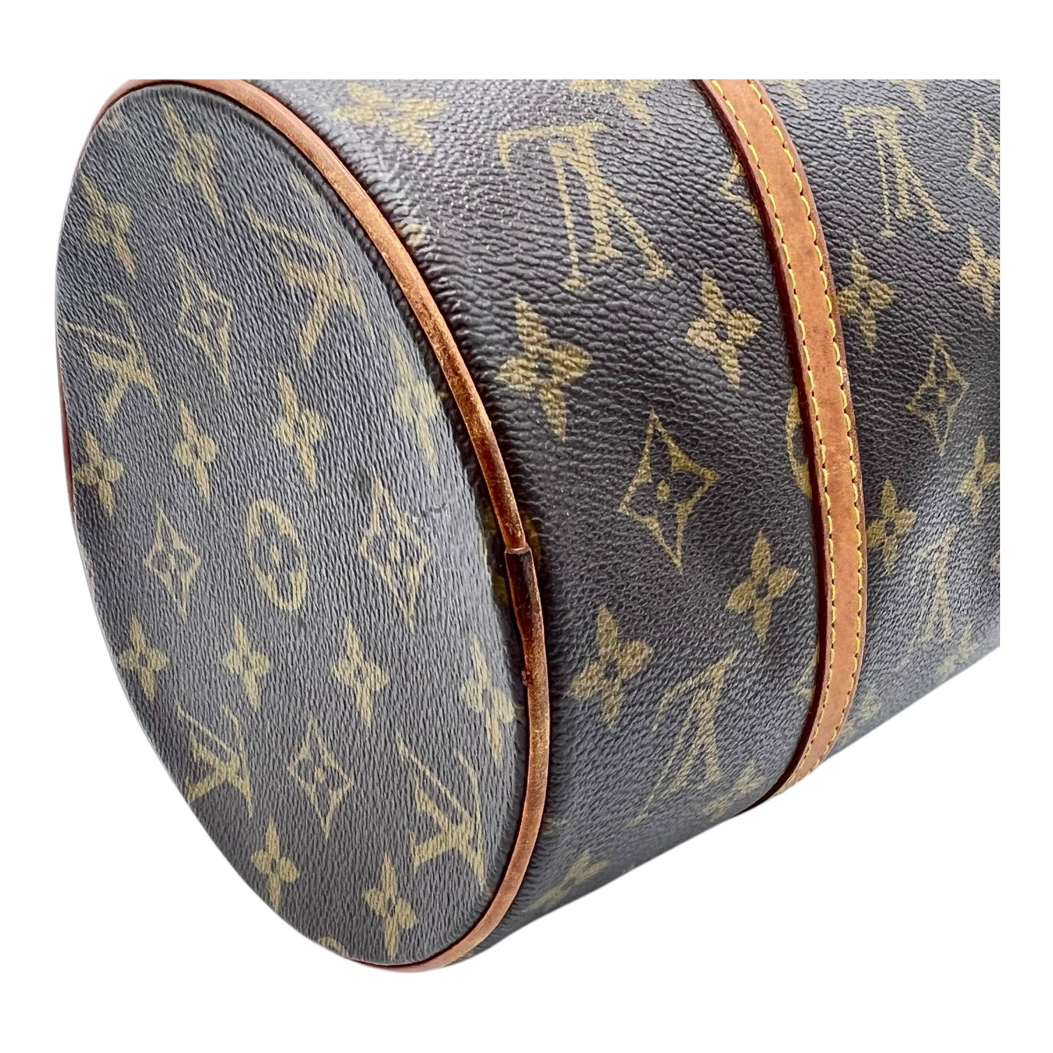Papillon 30 Brown Top Handle Bag in Monogram Coated Canvas, Gold hardware