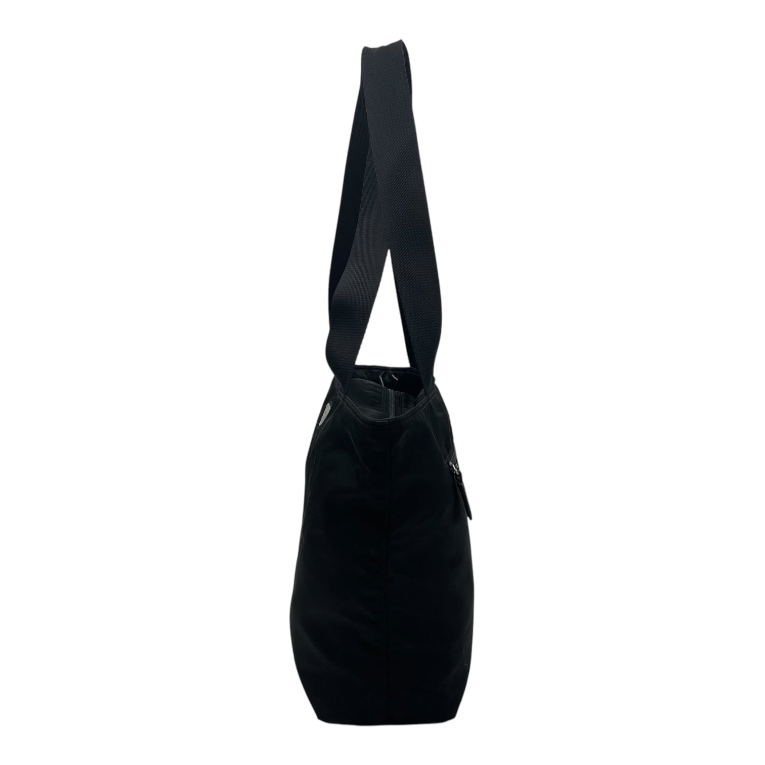 Logo Tote Bag Black in Nylon, Silver hardware