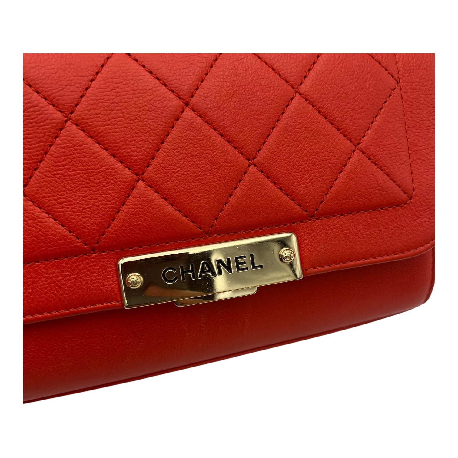 2 way bag Orange Crossbody Bag in Calfskin, Gold hardware