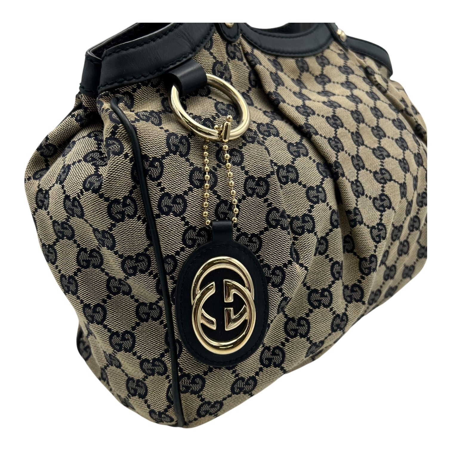 Sukey Shoulder Bag Black in Canvas, Gold hardware