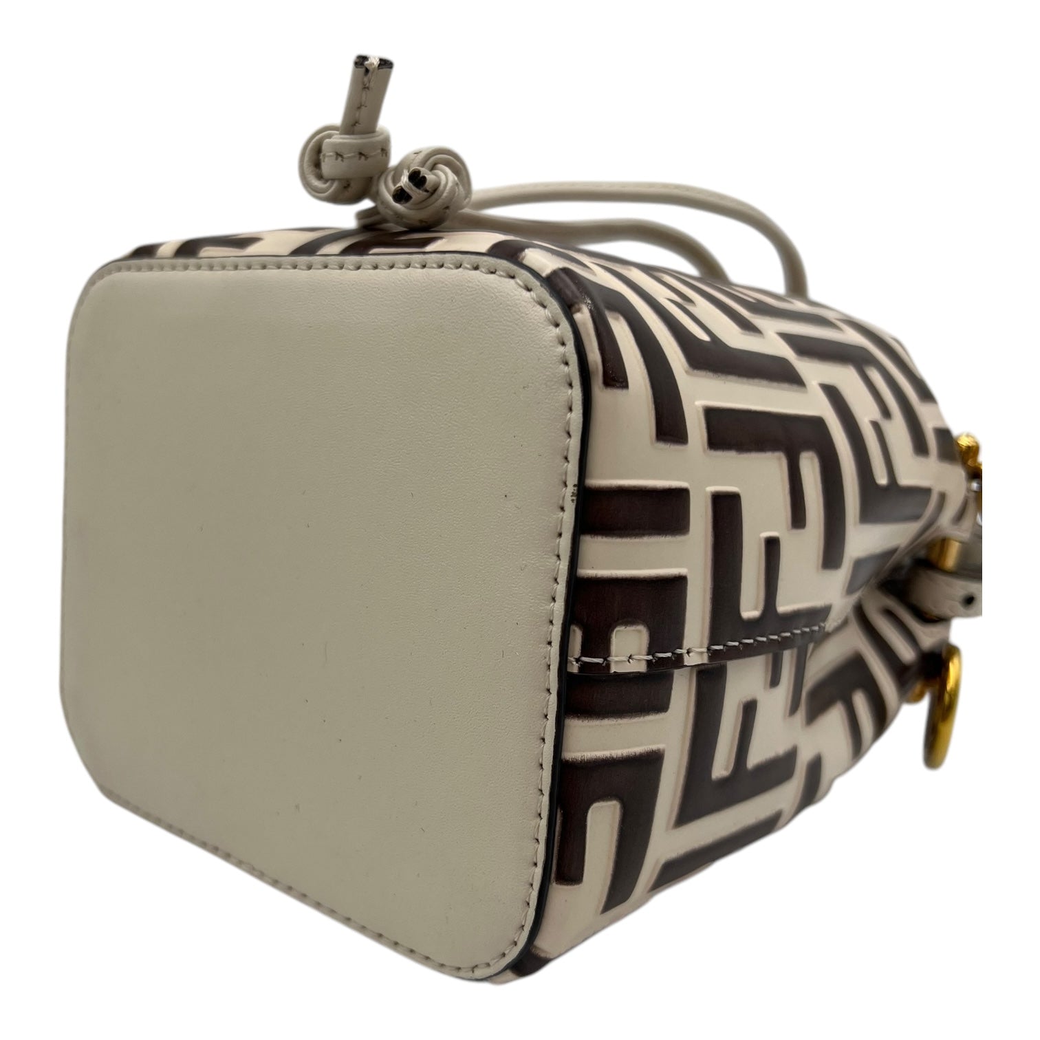 Mon Tresor Mini Brown Bucket Bag in Calfskin, Gold hardware