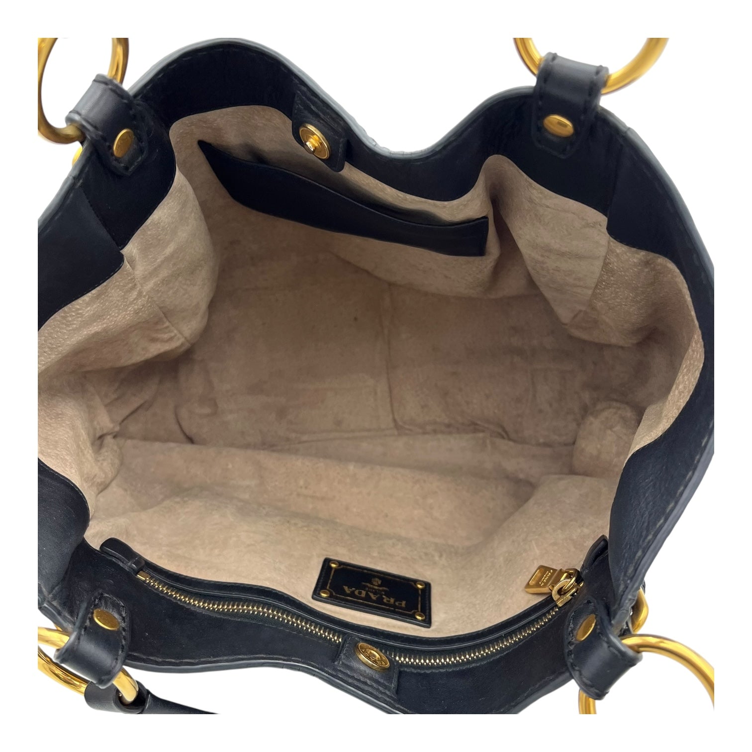 Sughero Black Shoulder Bag in Calfskin, Gold hardware