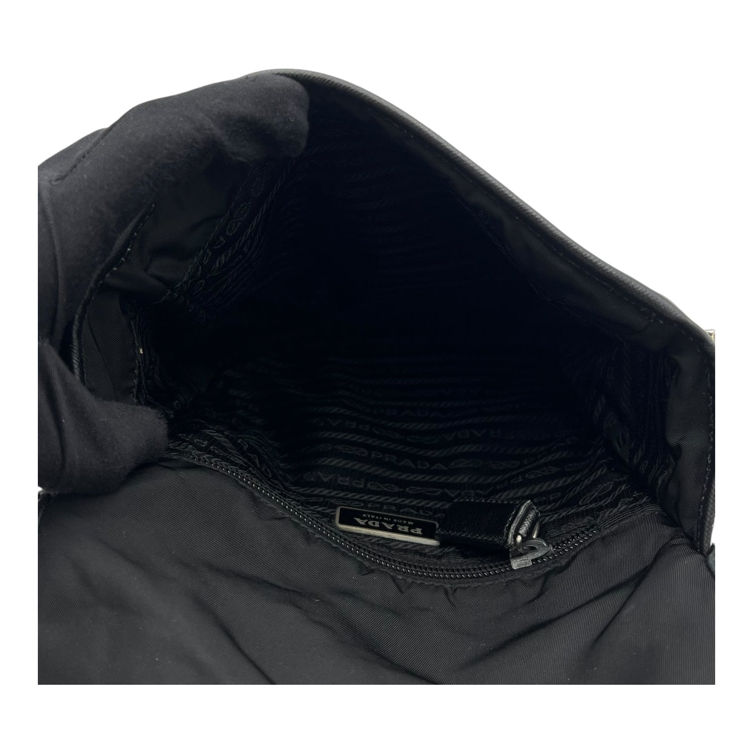 Logo Crossbody Bag Black in Nylon, Silver hardware