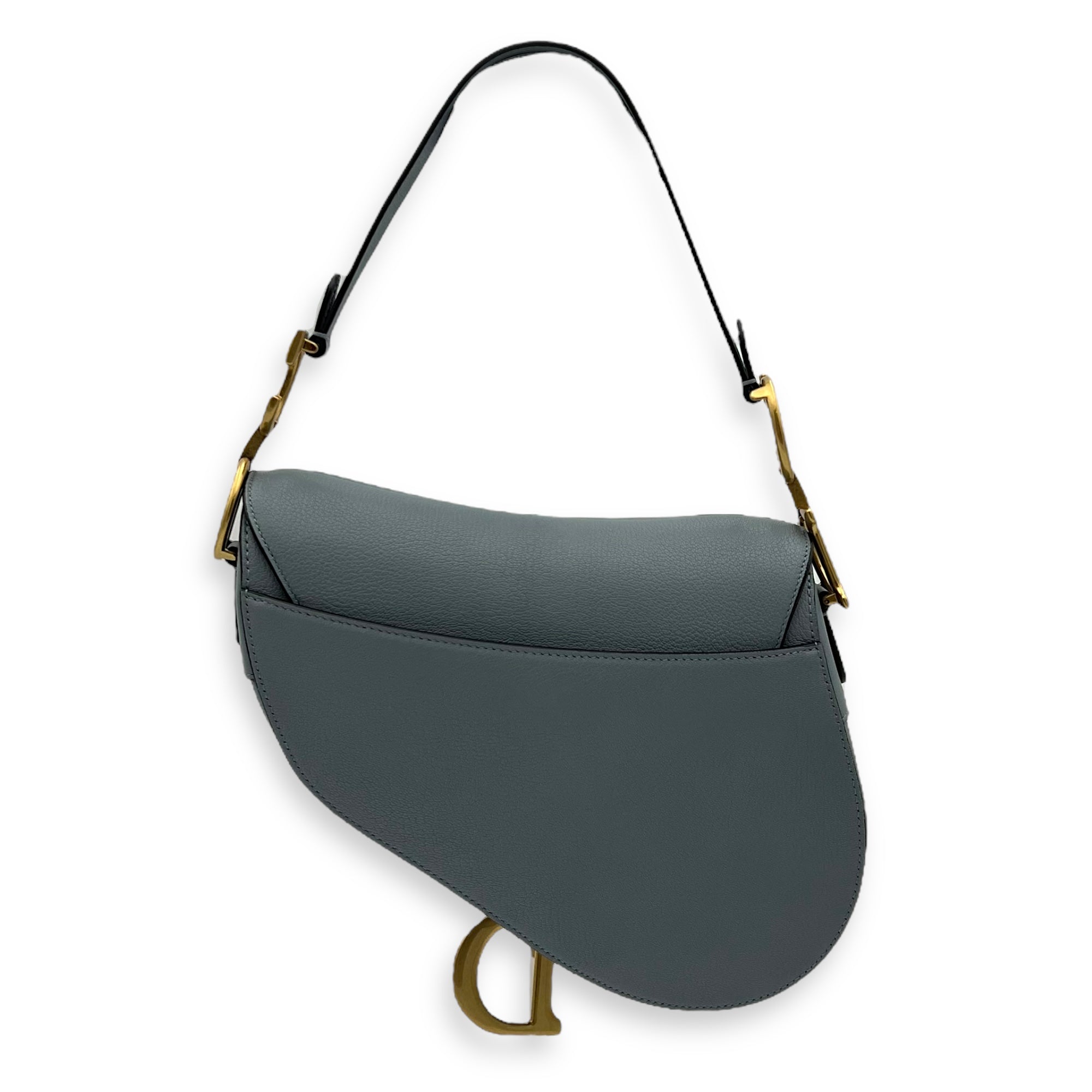 Saddle Shoulder Bag Medium Blue in Calfskin, Gold hardware