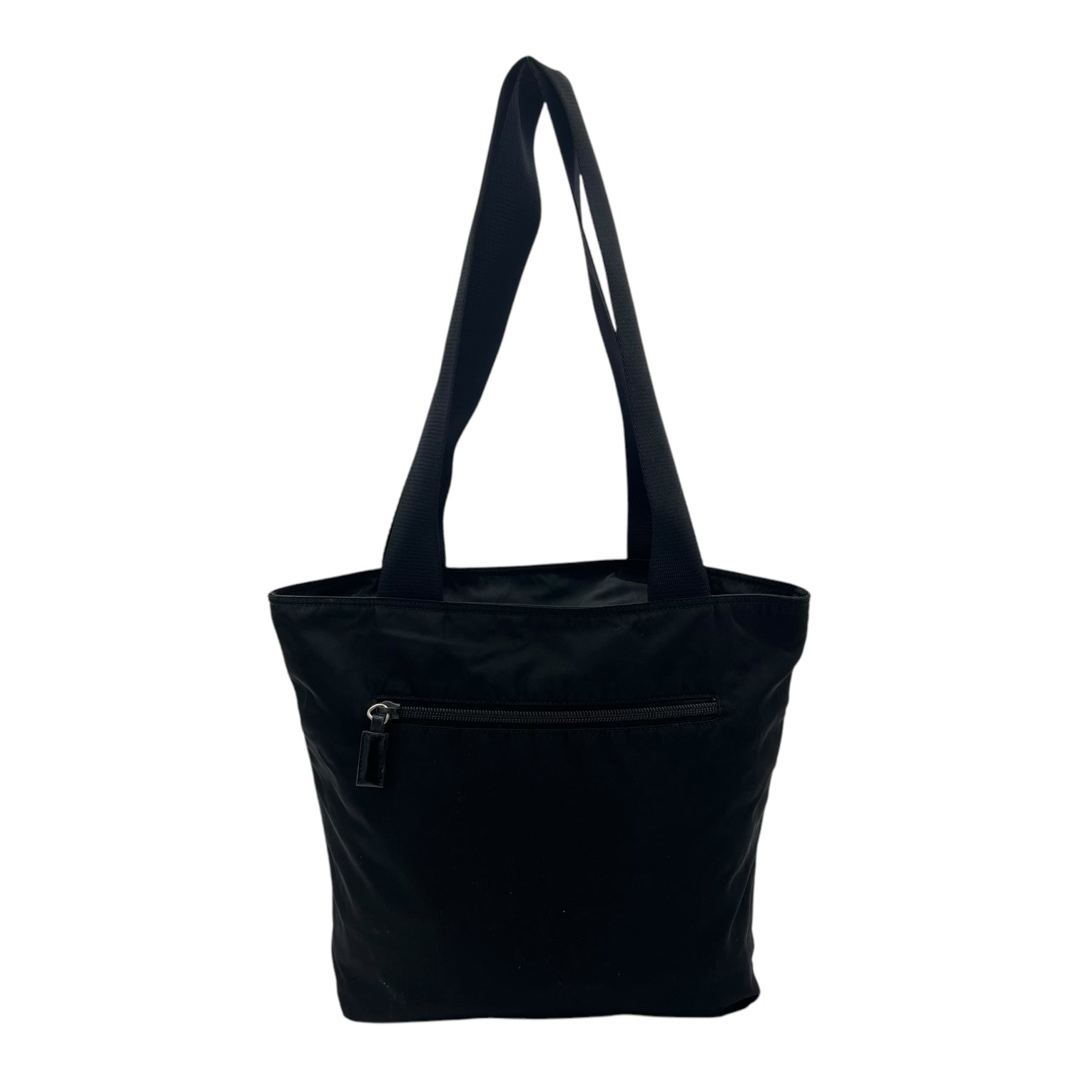 Logo Tote Bag Black in Nylon, Silver hardware
