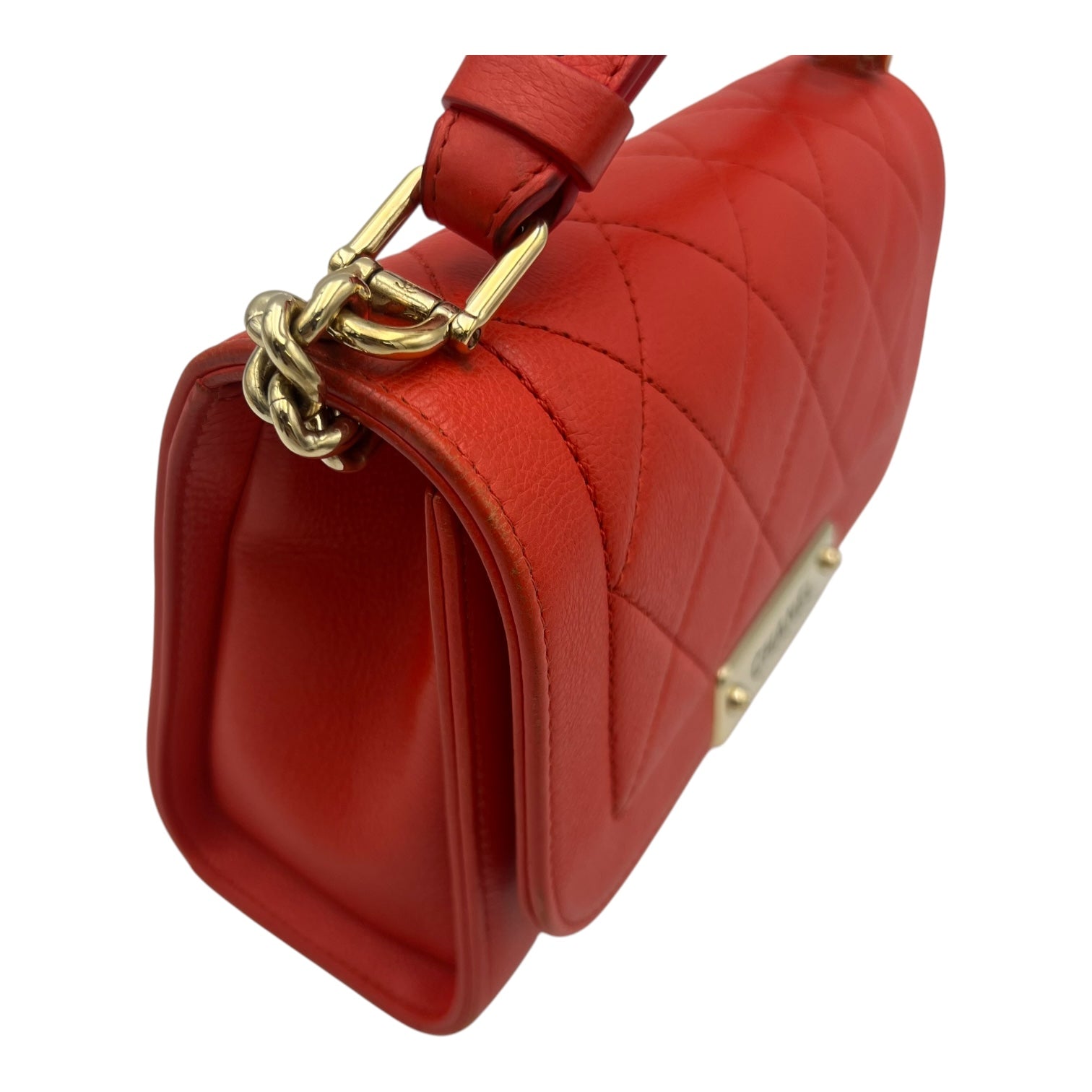 2 way bag Orange Crossbody Bag in Calfskin, Gold hardware