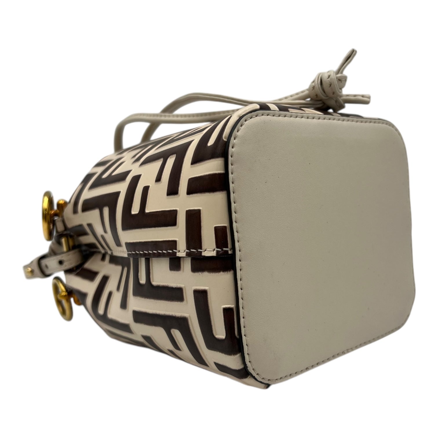 Mon Tresor Mini Brown Bucket Bag in Calfskin, Gold hardware
