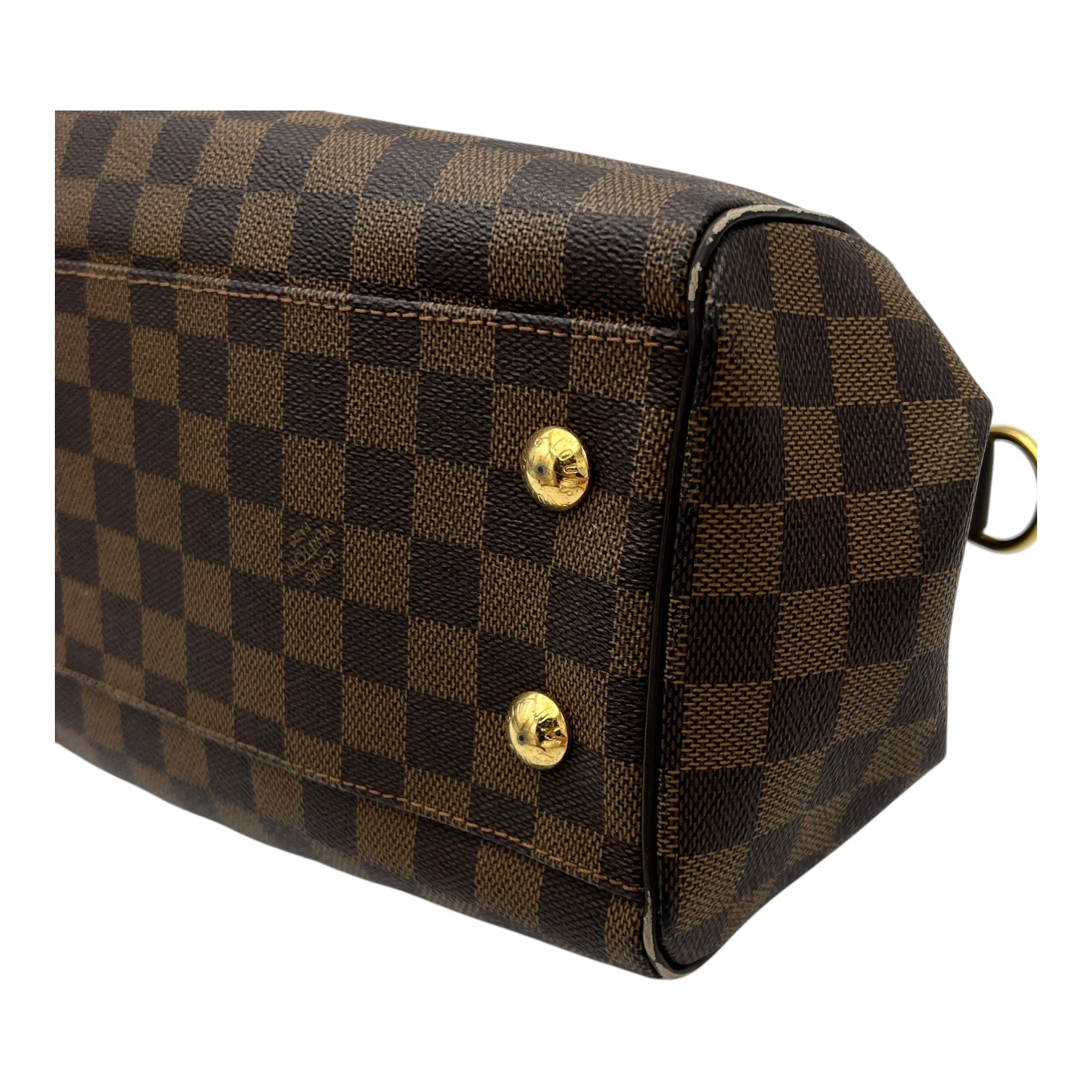 Trevi PM Damier Ebene Top Handle Bag in Coated Canvas, Gold hardware