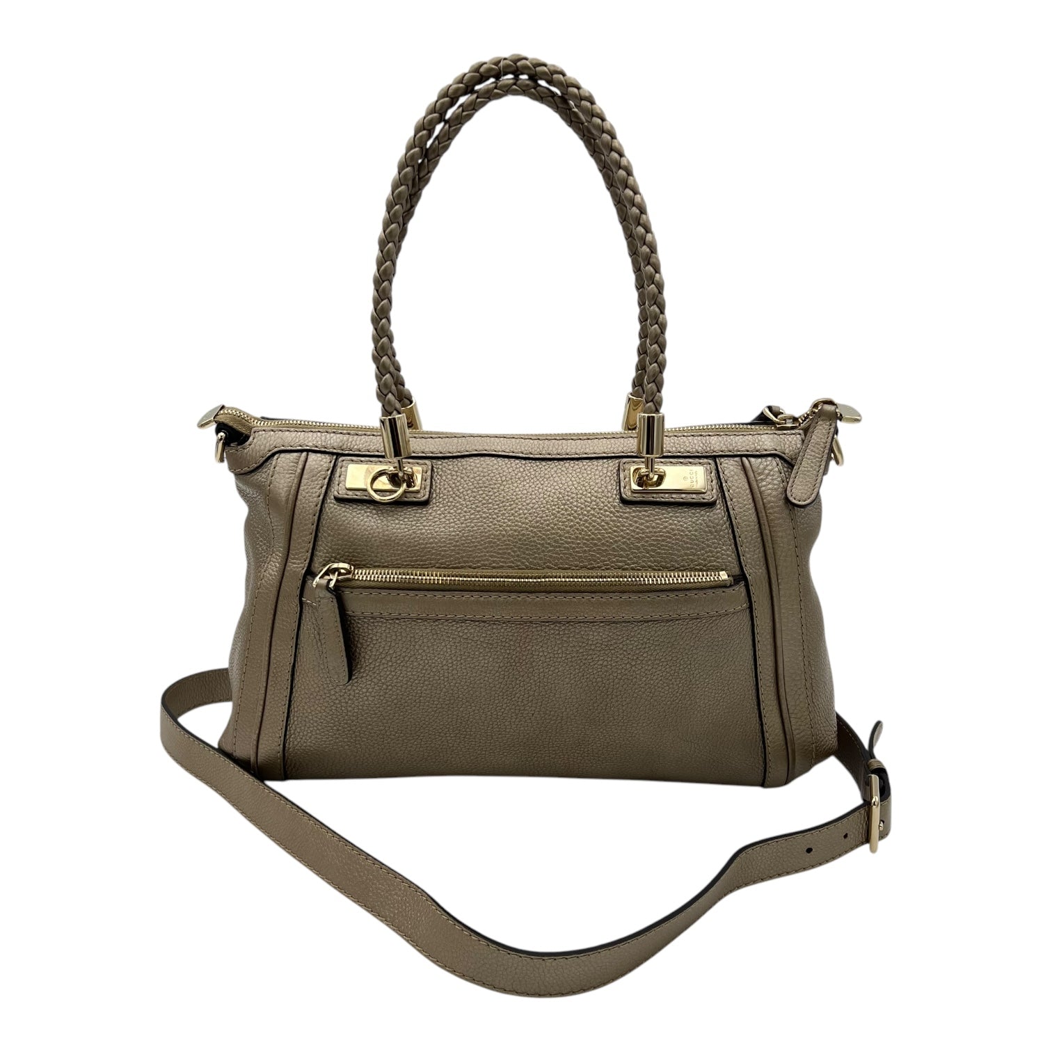 Twist Shoulder Bag Gold in Calfskin, Gold hardware