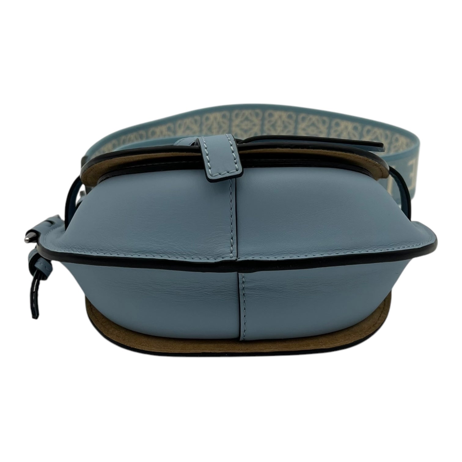 Gate Crossbody Bag Mini Blue in Calfskin, Silver hardware