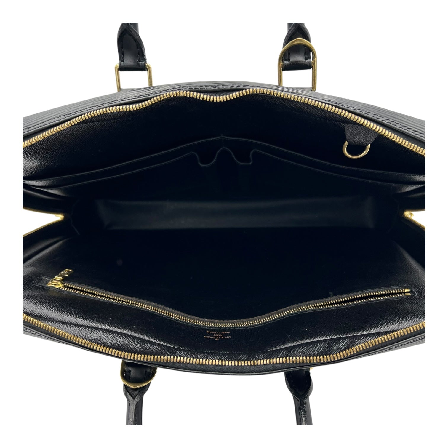 Porte document voyage Messenger Black in Epi Leather, Gold hardware