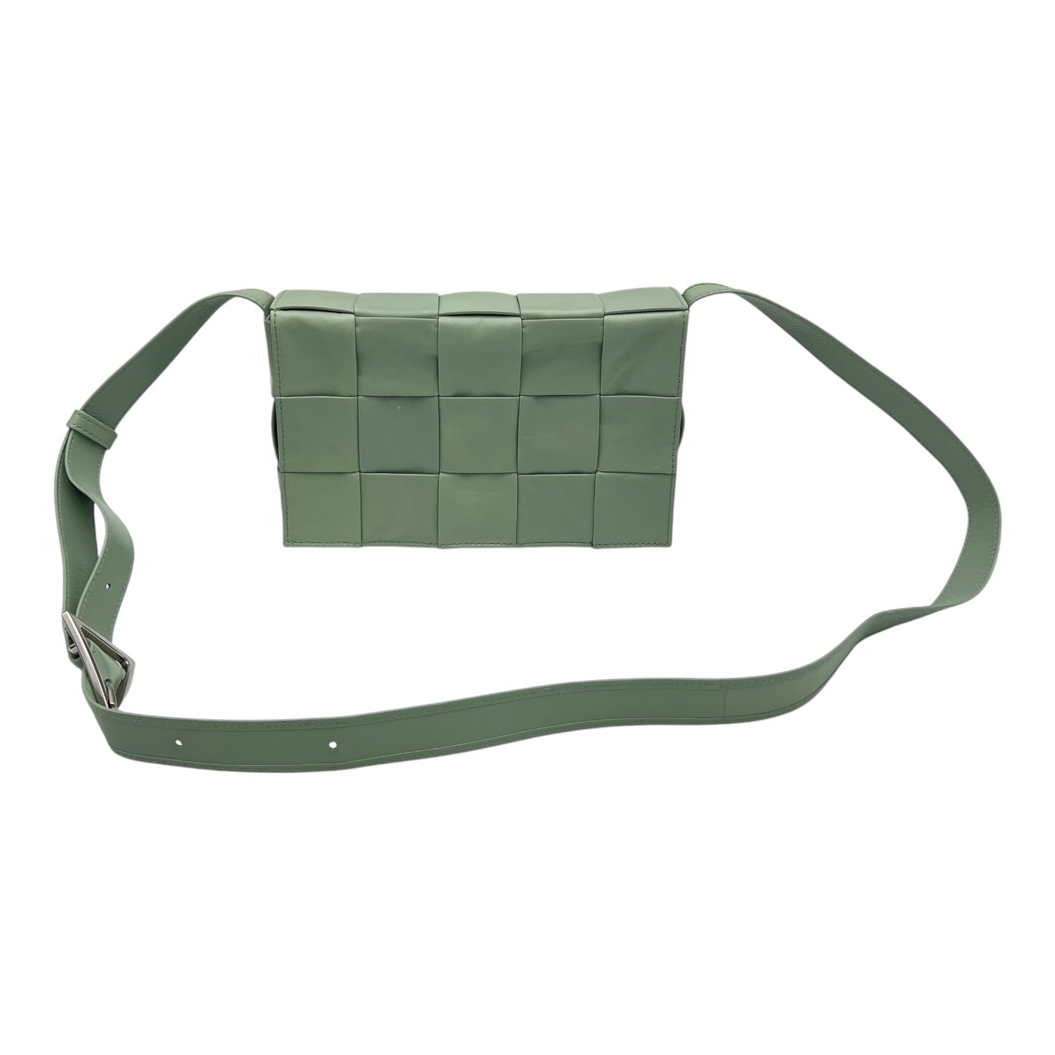Cassette Crossbody Bag Green in Calfskin, Silver hardware
