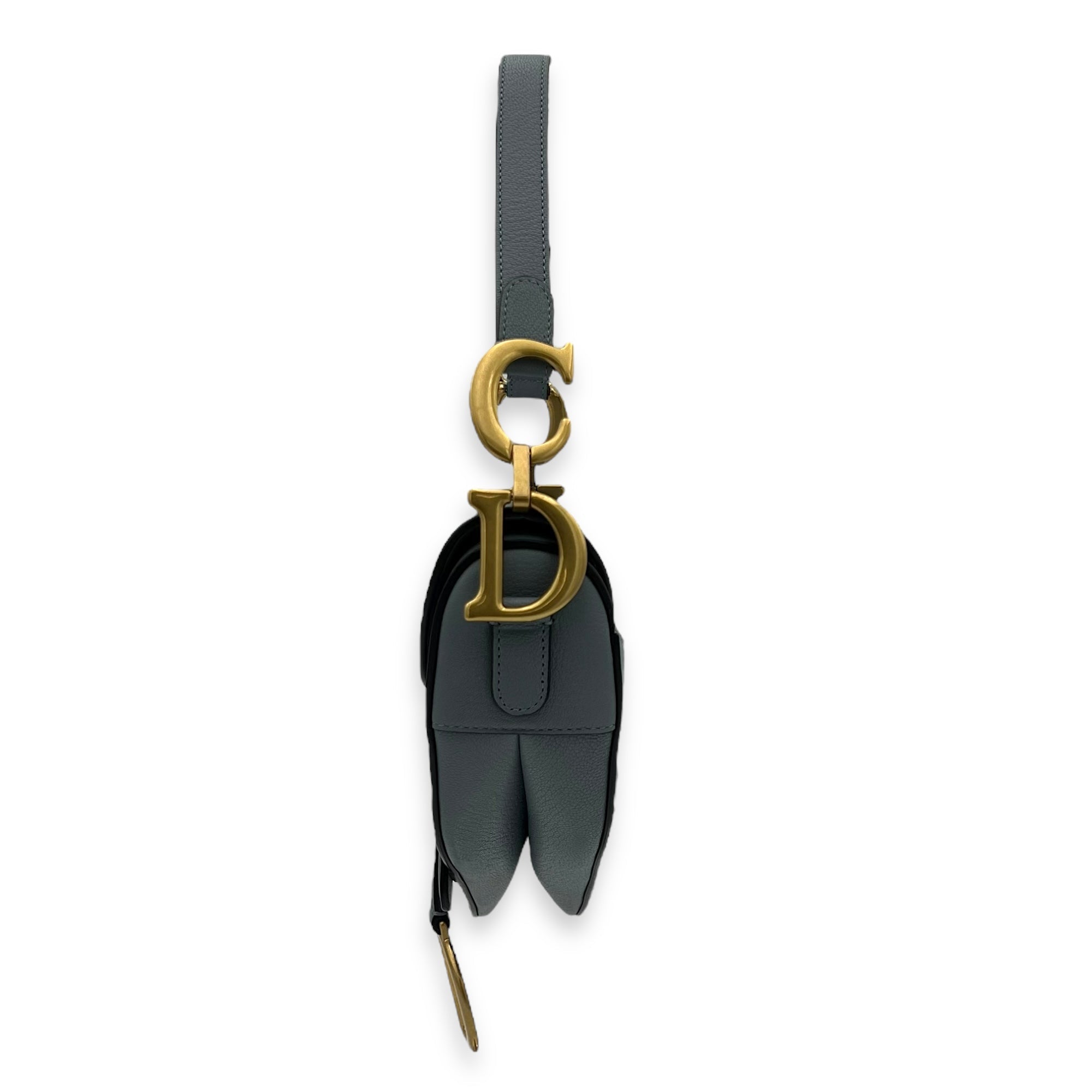 Saddle Shoulder Bag Medium Blue in Calfskin, Gold hardware