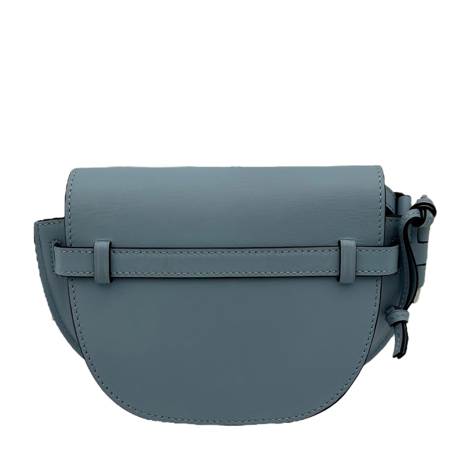Gate Crossbody Bag Mini Blue in Calfskin, Silver hardware
