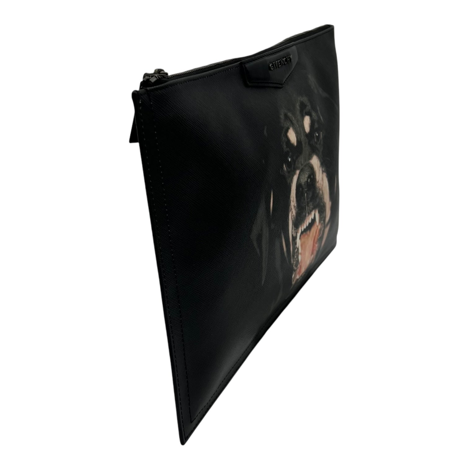 Rottweiler Clutch Black in Calfskin, Silver hardware