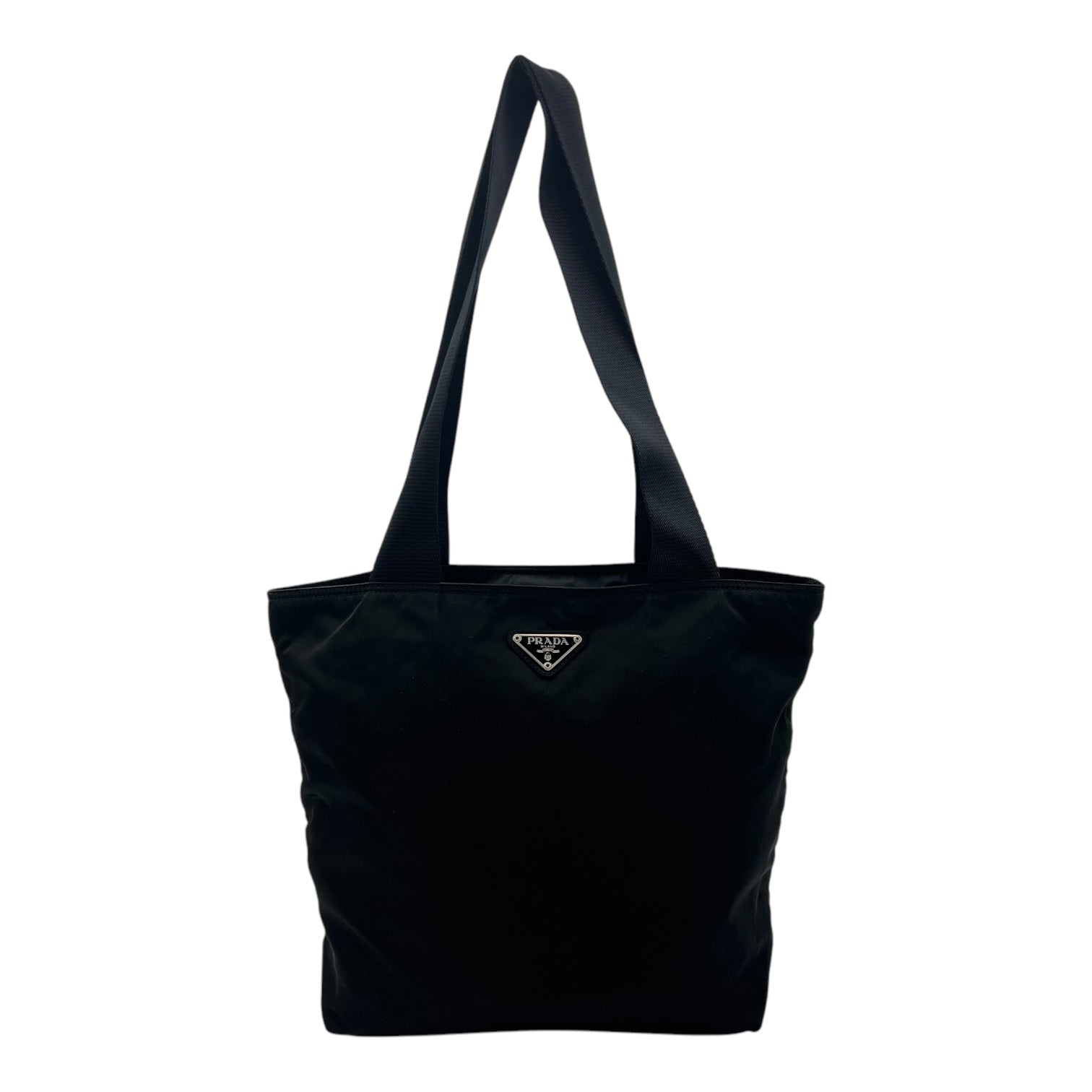Logo Tote Bag Black in Nylon, Silver hardware