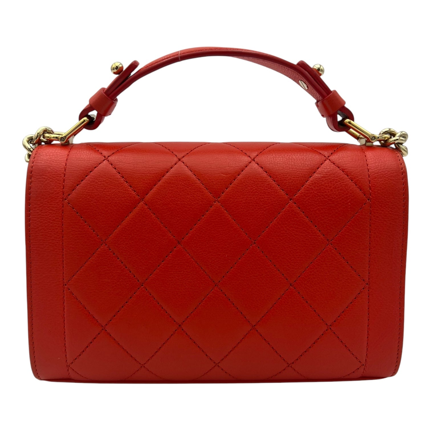 2 way bag Orange Crossbody Bag in Calfskin, Gold hardware