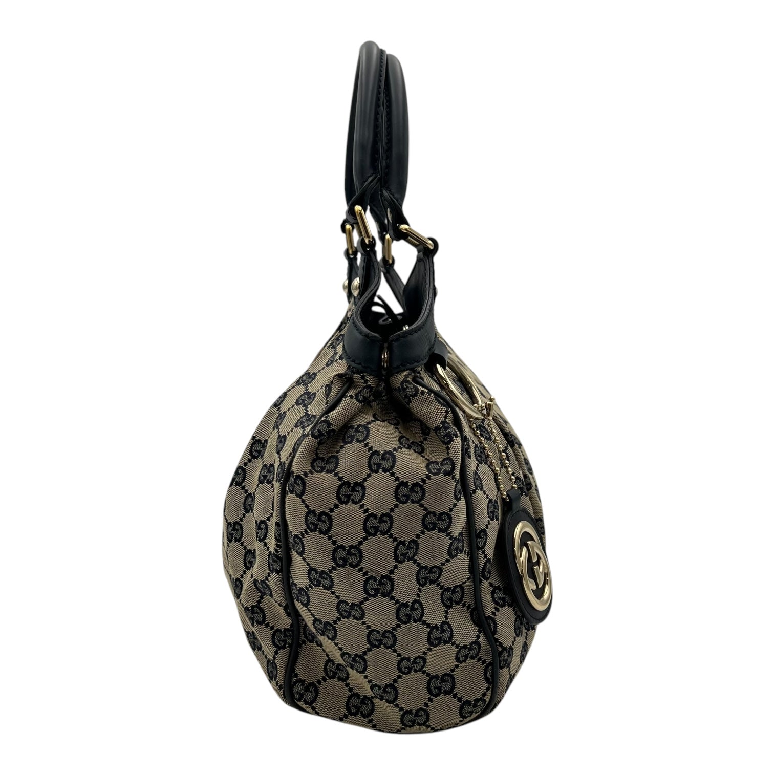 Sukey Shoulder Bag Black in Canvas, Gold hardware