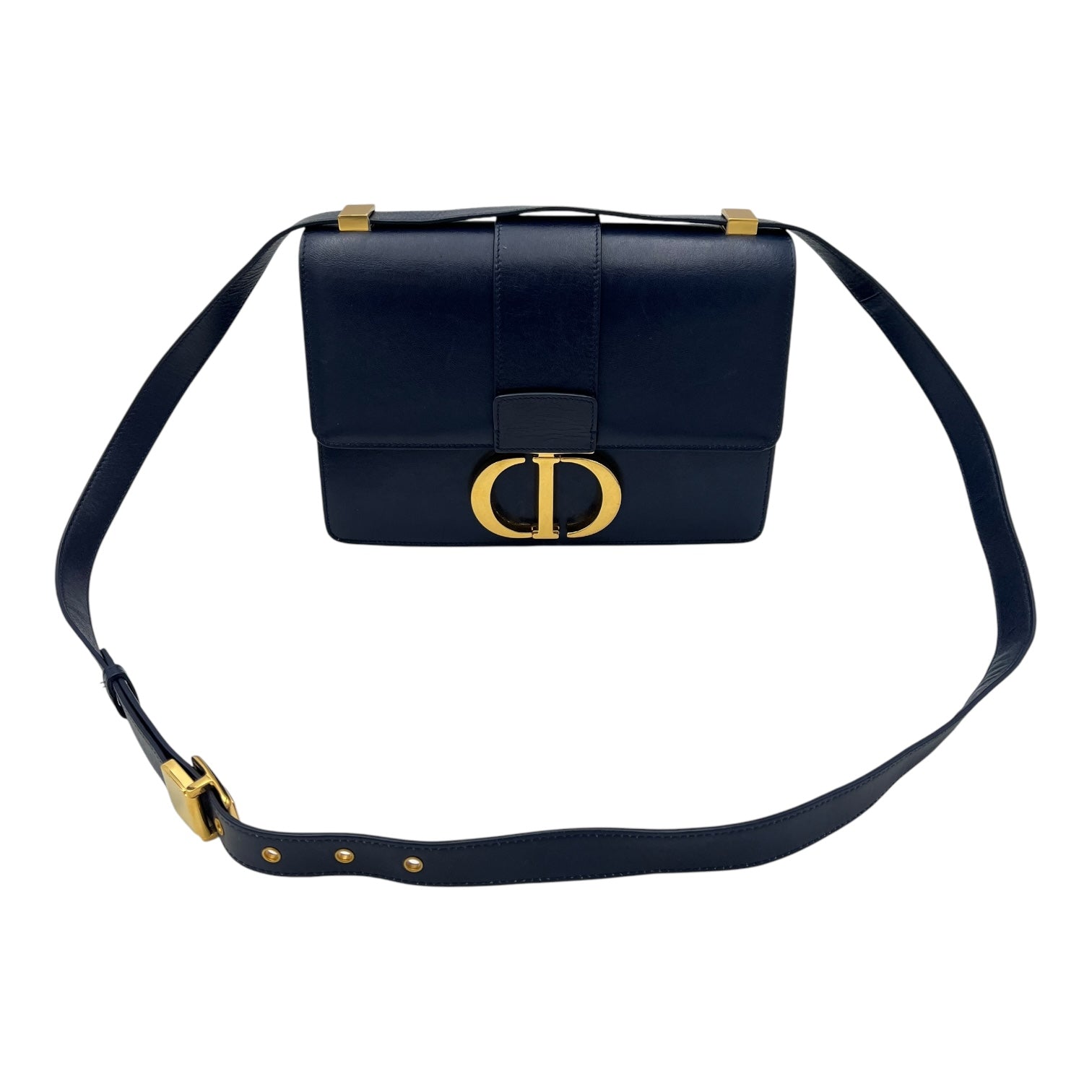 30 Montaigne Shoulder Bag Blue in Calfskin, Gold hardware