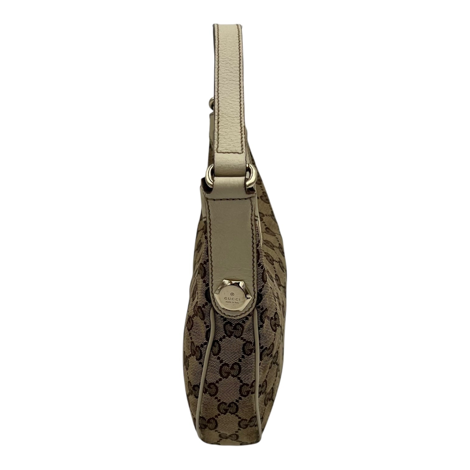 GG Shoulder Bag Brown in Canvas, Gold hardware