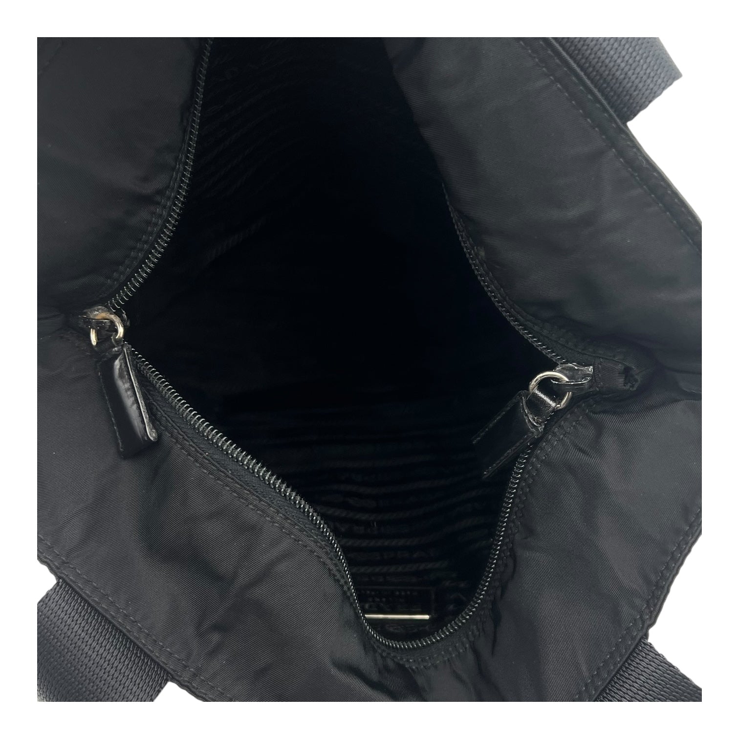Logo Tote Bag Black in Nylon, Silver hardware