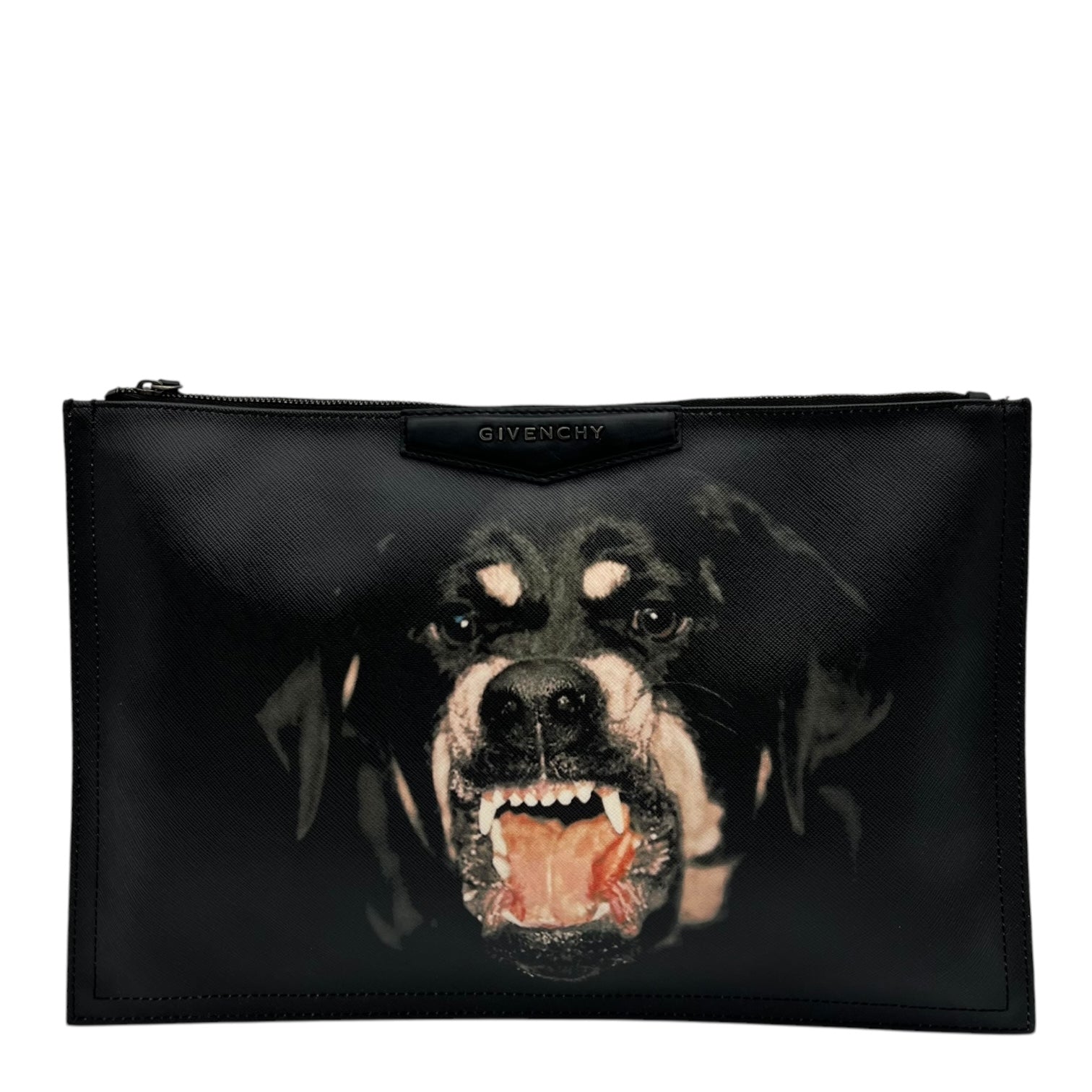 Rottweiler Clutch Black in Calfskin, Silver hardware