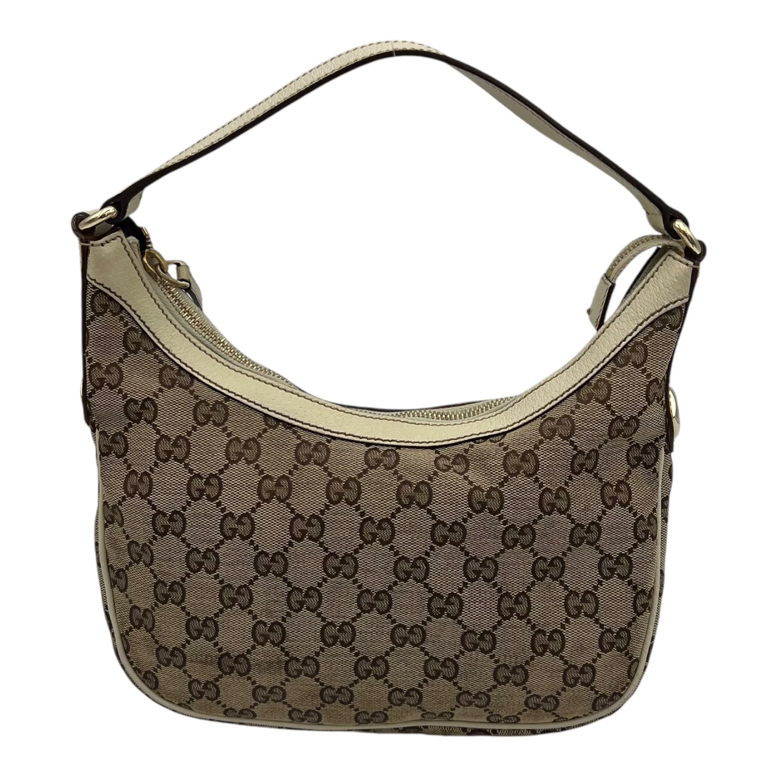 GG Shoulder Bag Brown in Canvas, Gold hardware
