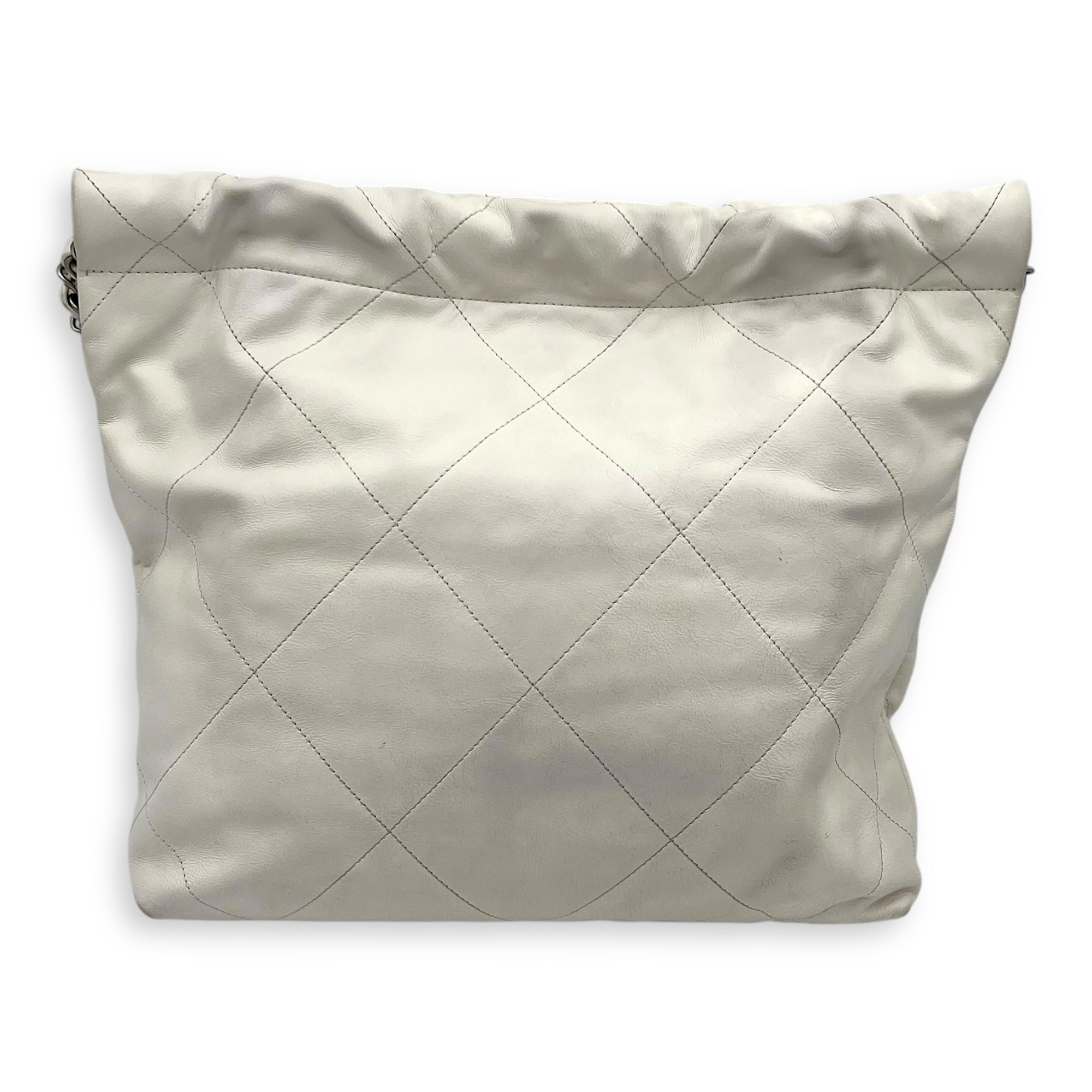 22 Tote Tote Bag Small White in Calfskin, Silver hardware
