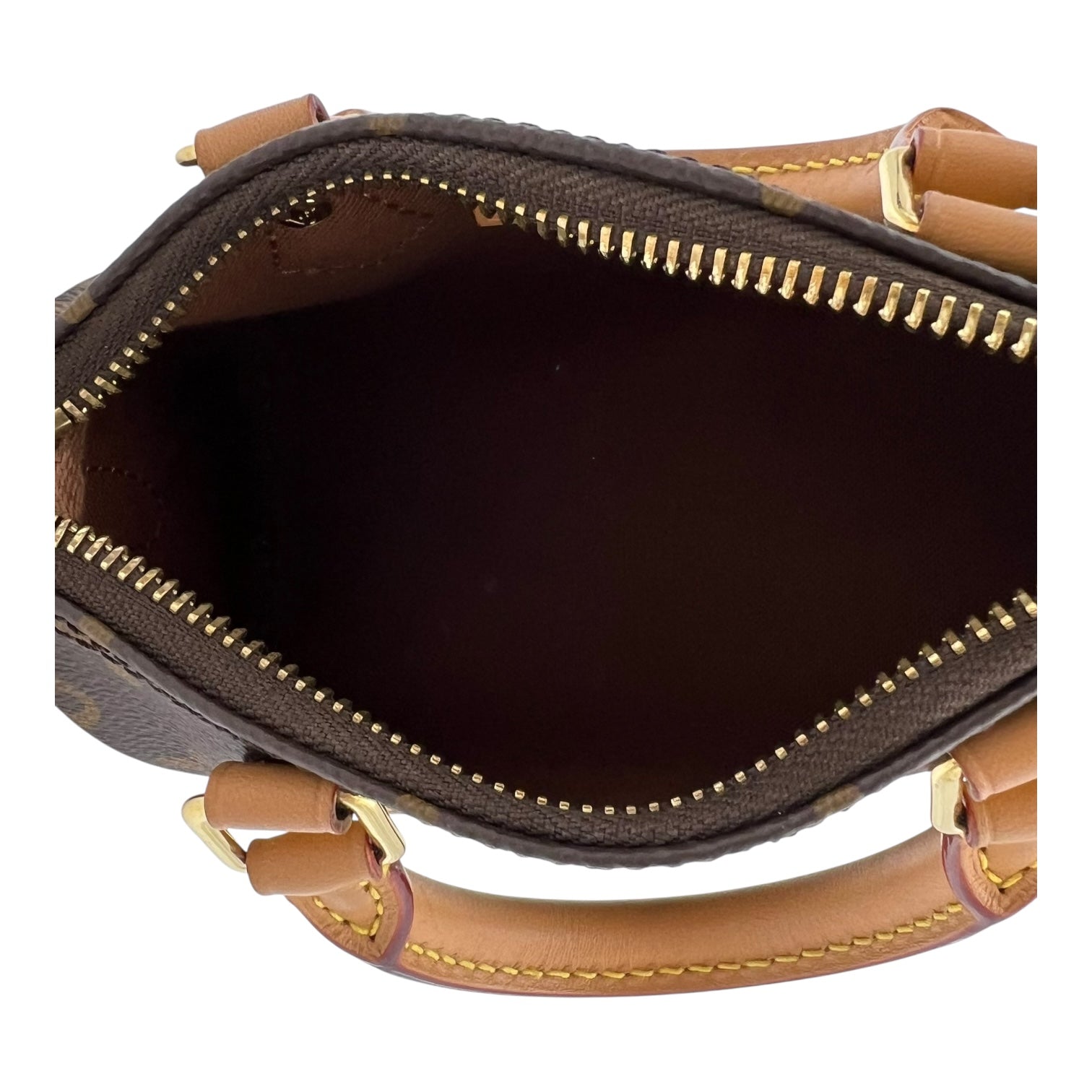 Speedy Crossbody Bag Nano Brown in Monogram Coated Canvas, Gold hardware
